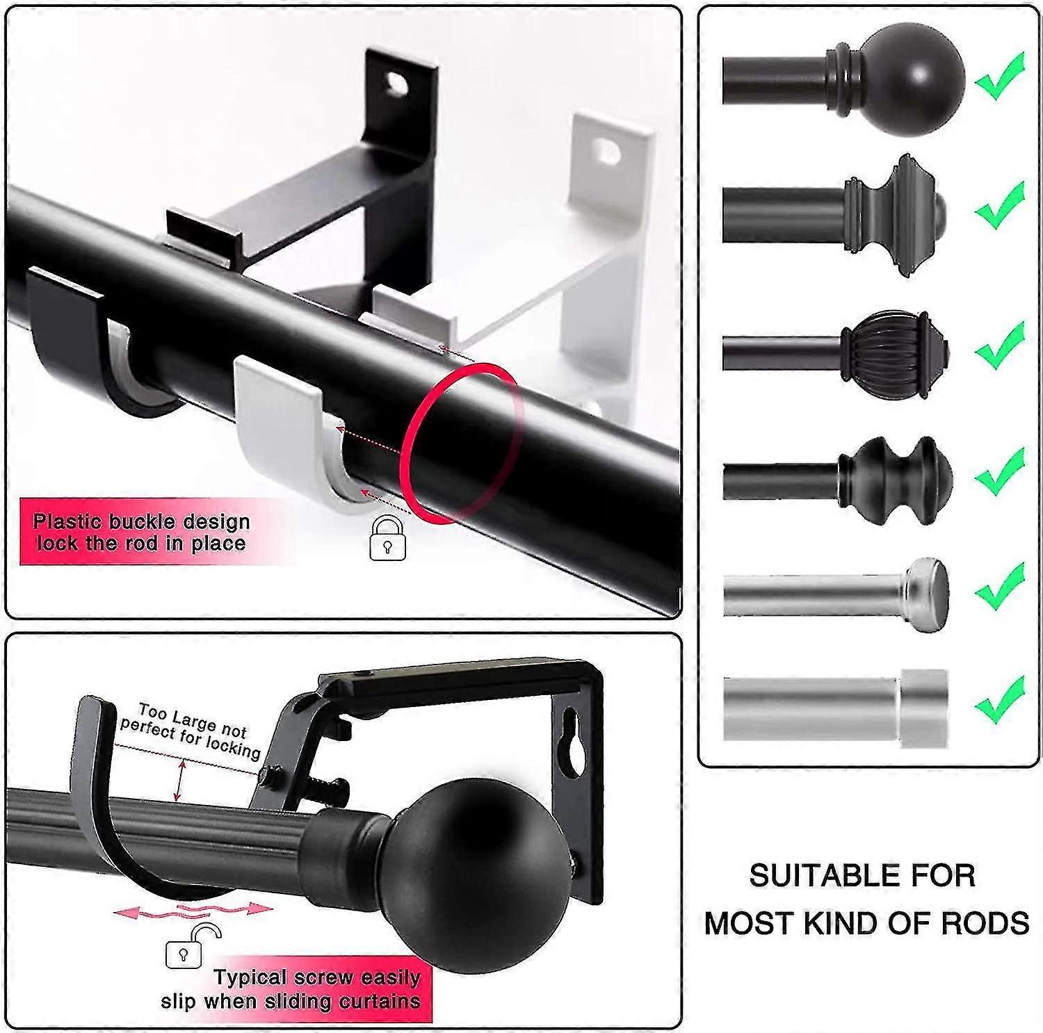 2pcs Small Curtain Rod Brackets, Curtain Rod Holders - Image 3