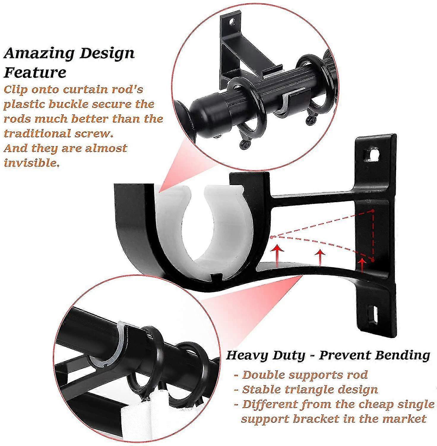 2pcs Small Curtain Rod Brackets, Curtain Rod Holders - Image 4