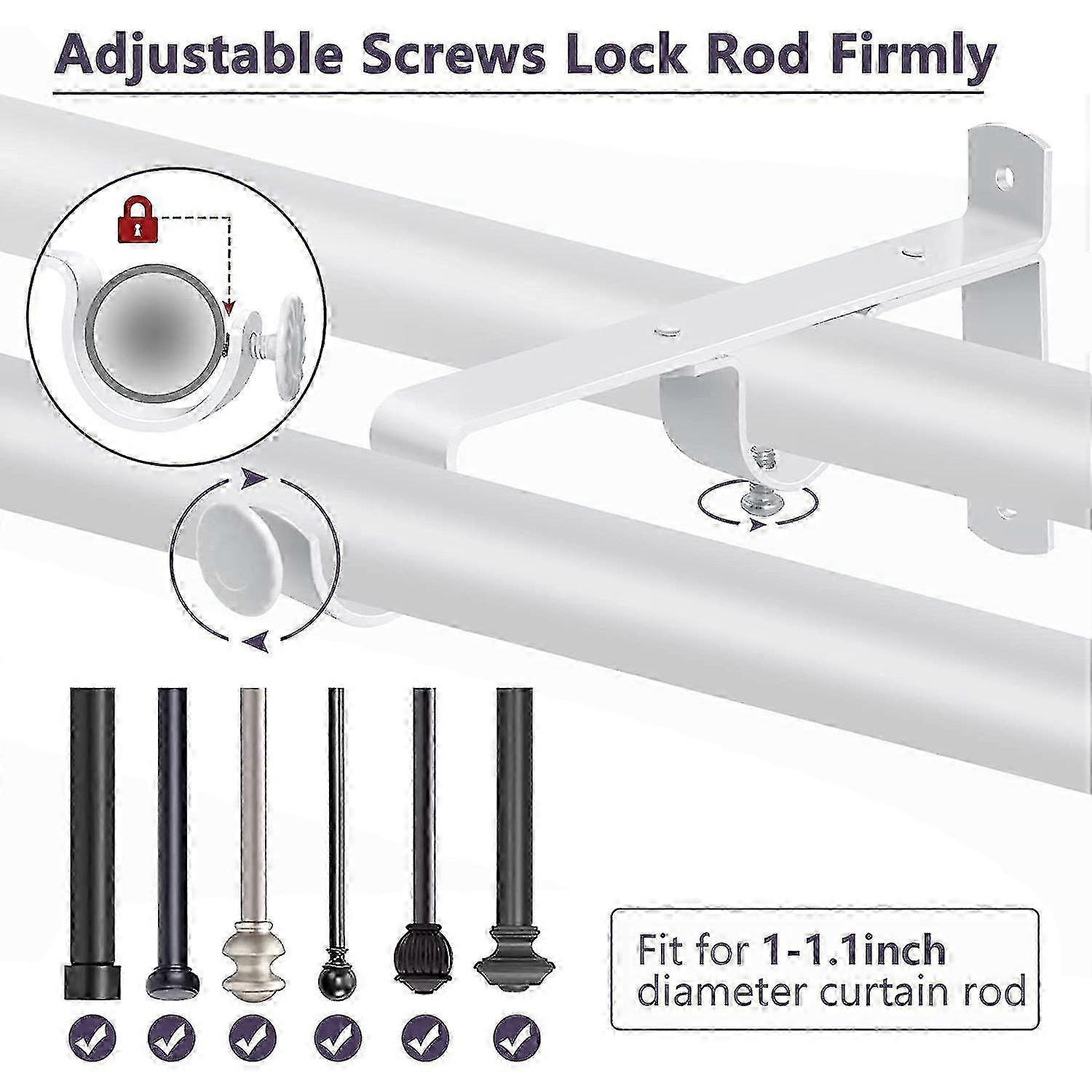 3pcs Double Curtain Rod Brackets, Metal Holders & Hangers - Image 3