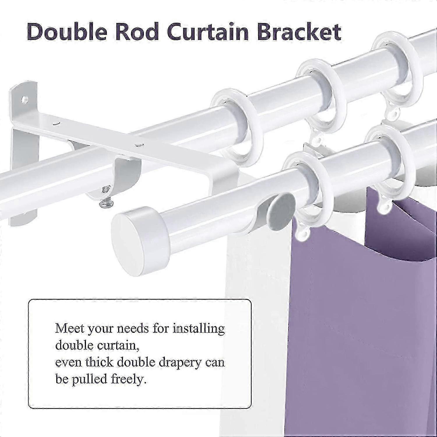 3pcs Double Curtain Rod Brackets, Metal Holders & Hangers - Image 5
