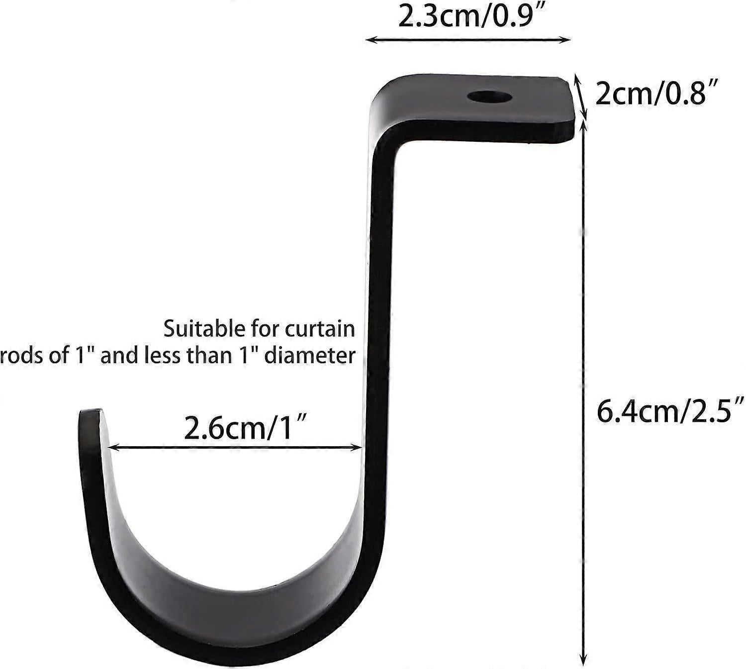 3pcs Metal Curtain Rod Brackets for 25mm Rod, Black Holders - Image 2