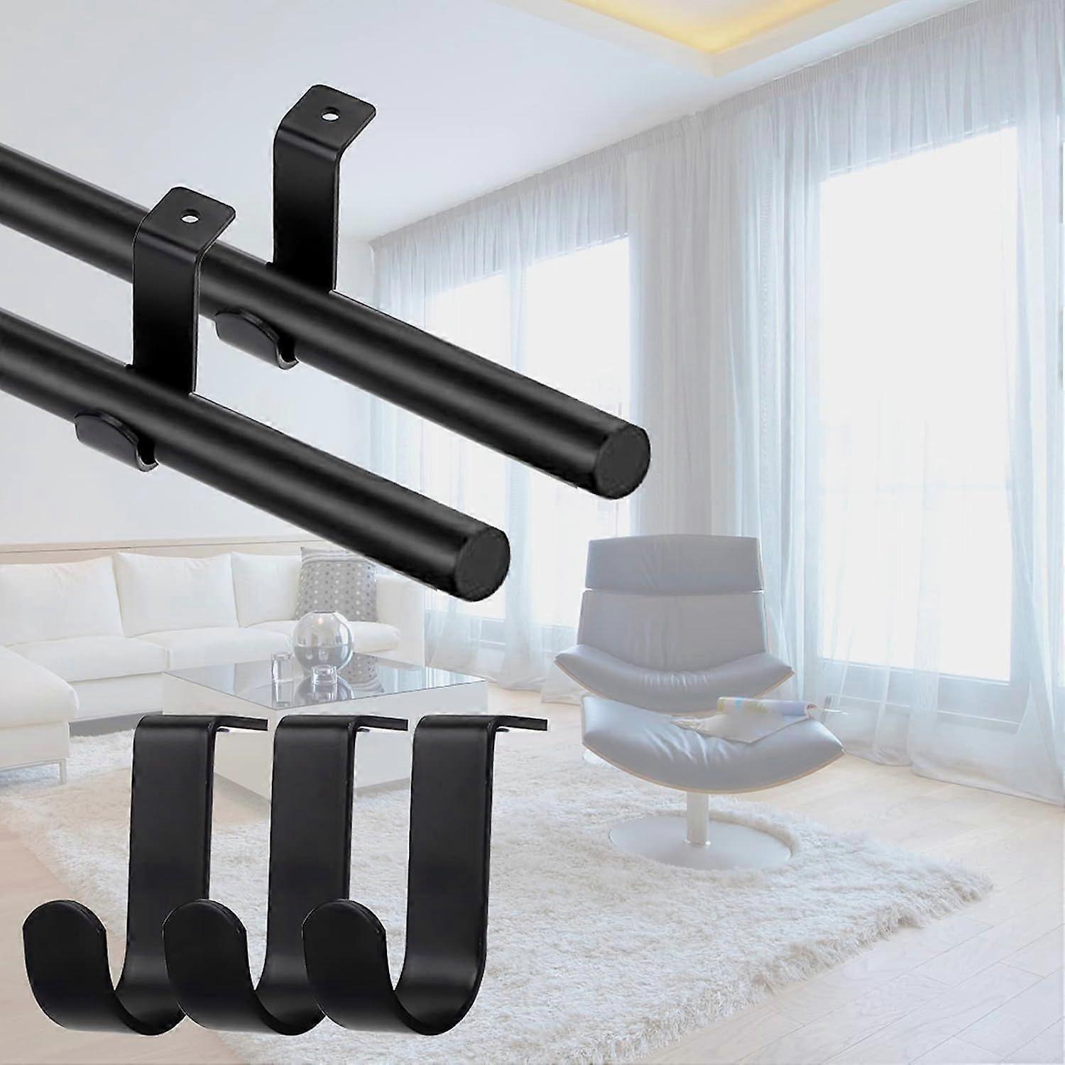 3pcs Metal Curtain Rod Brackets for 25mm Rod, Black Holders - Image 4