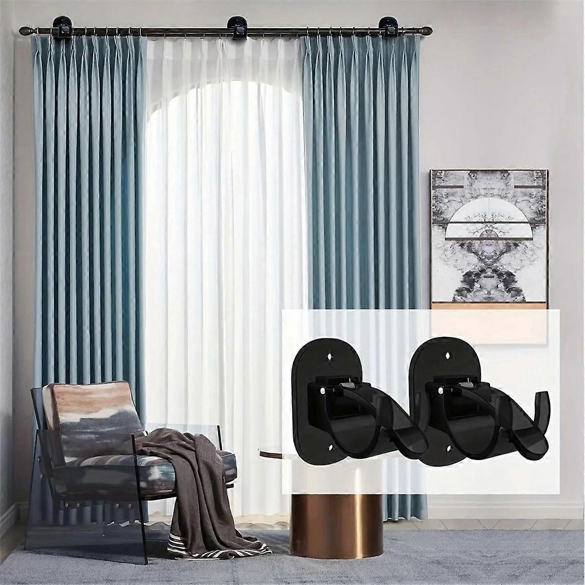 4pcs Curtain Rod Brackets, No-Drill Curtain Rod Holders Hooks - Image 2