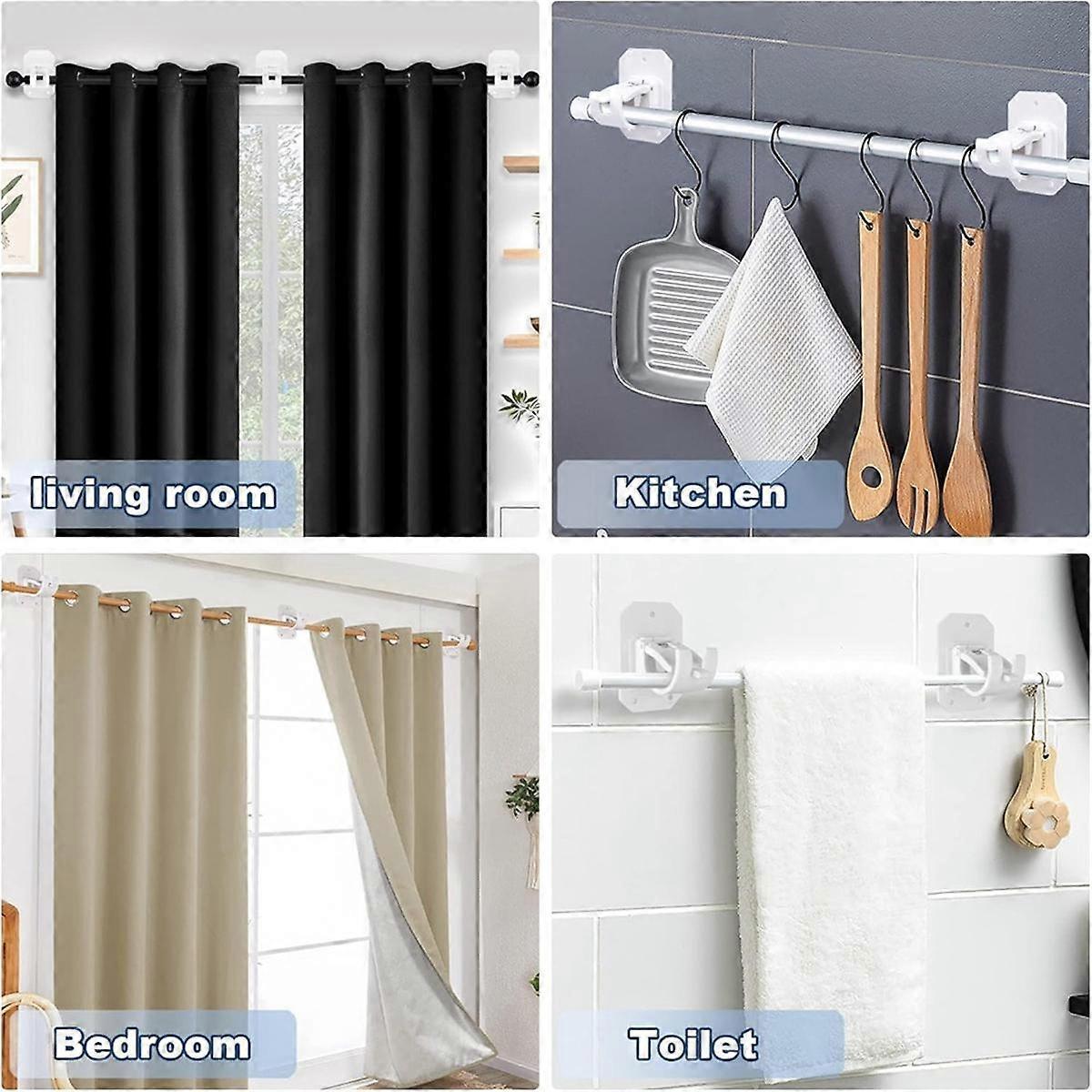 4pcs Curtain Rod Brackets, No-Drill Curtain Rod Holders Hooks - Image 5