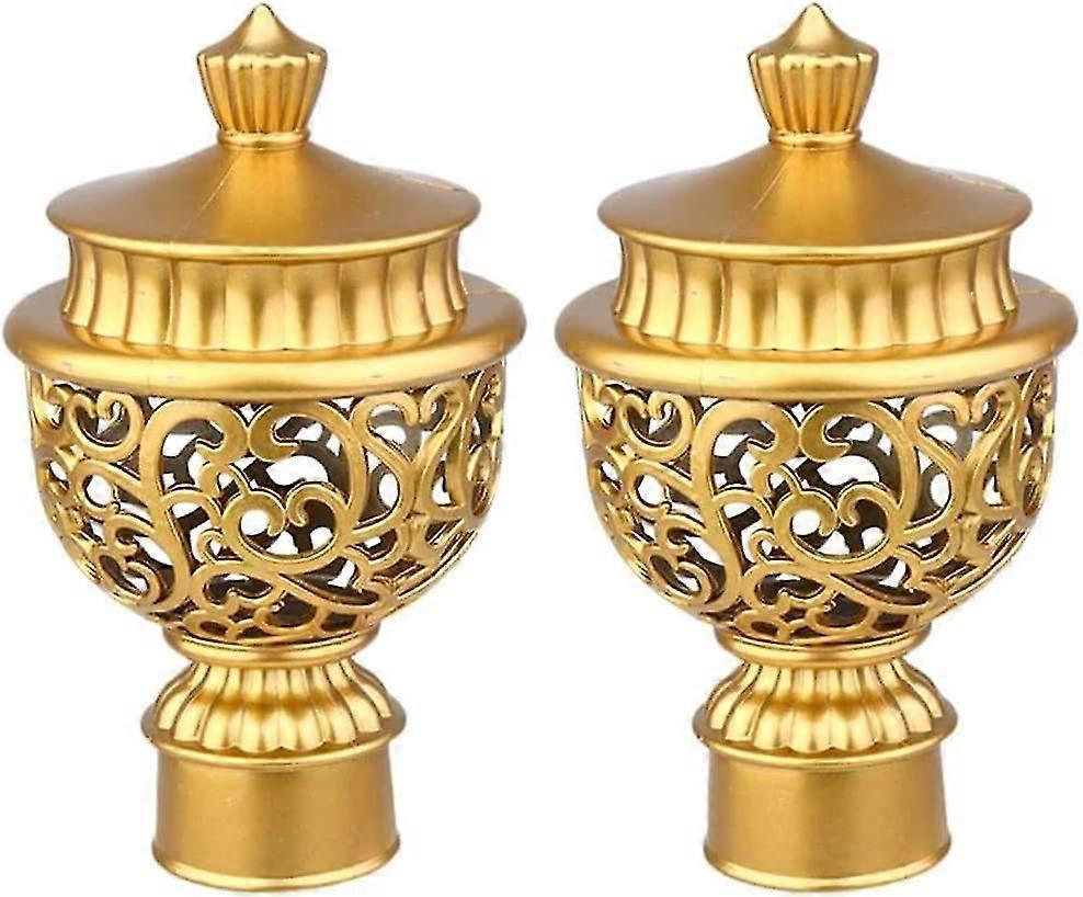 2pcs Curtain Rod Finials, Hollow Decorative End Caps - Image 1