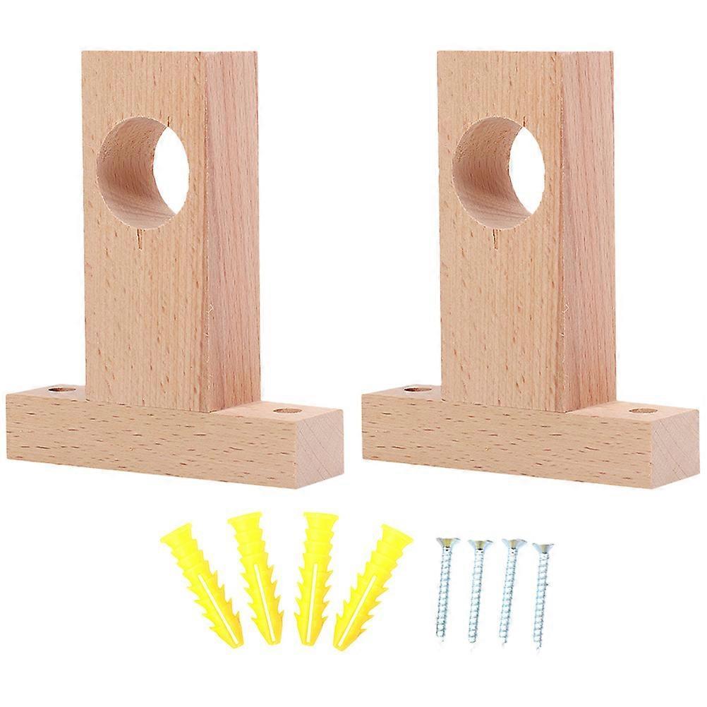 2pcs Curtain Hooks & Wall Brackets, Rod Socket Hangers - Image 1