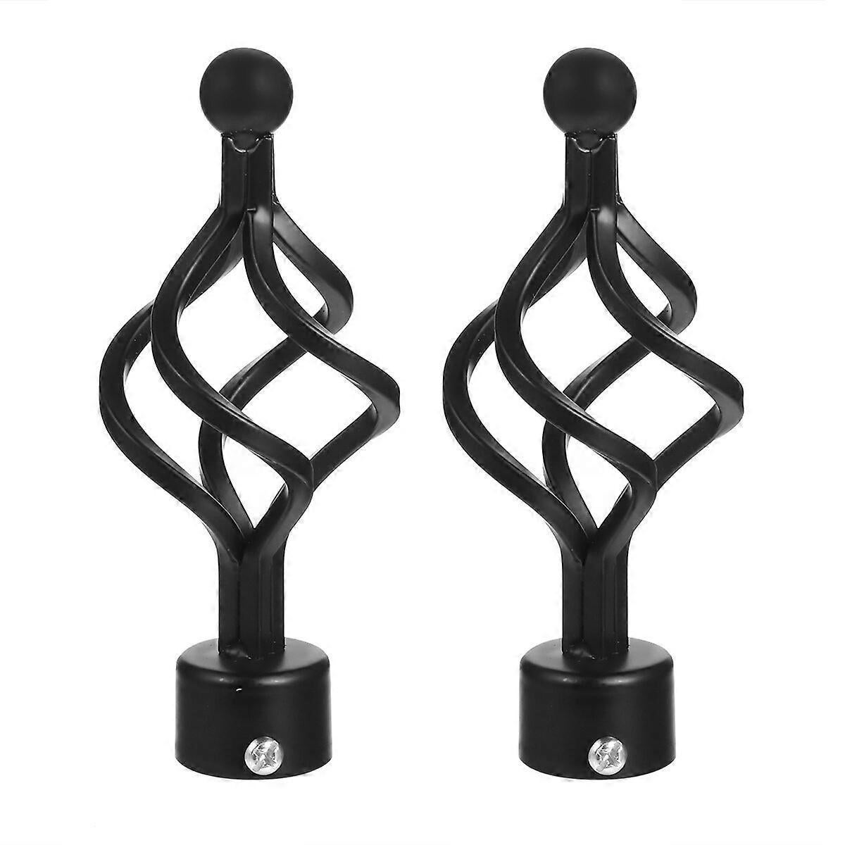 2pcs Adjustable Curtain Rods with Decorative Ends & Stoppers - Image 1