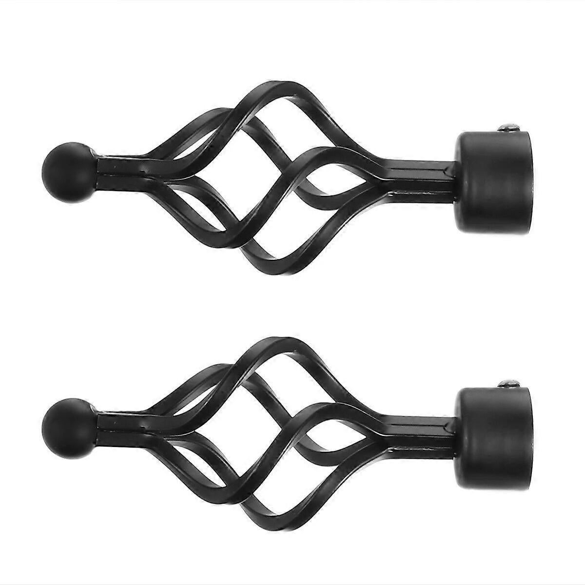 2pcs Adjustable Curtain Rods with Decorative Ends & Stoppers - Image 2