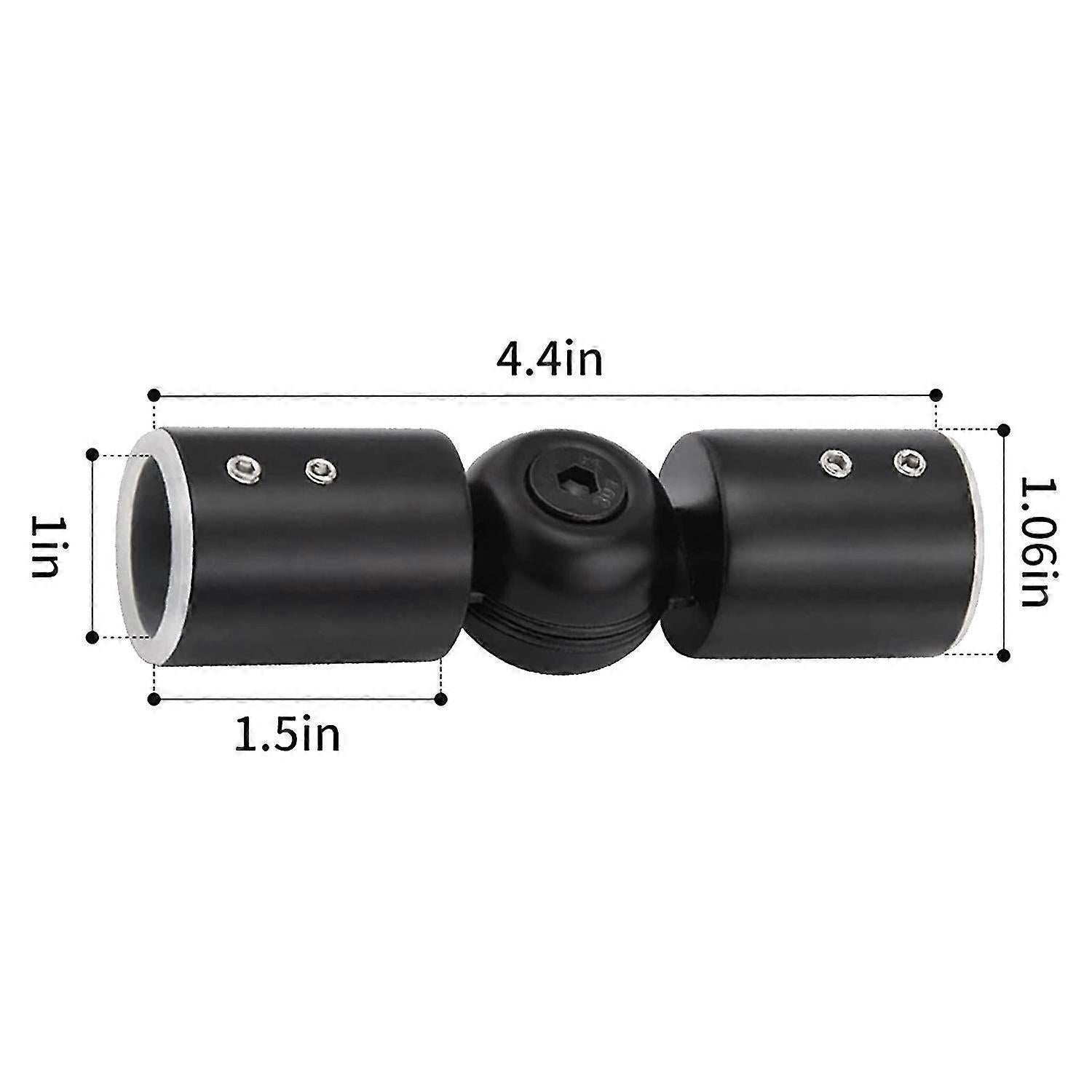 2pcs Curtain Rod Connectors, Adjustable Black for 1