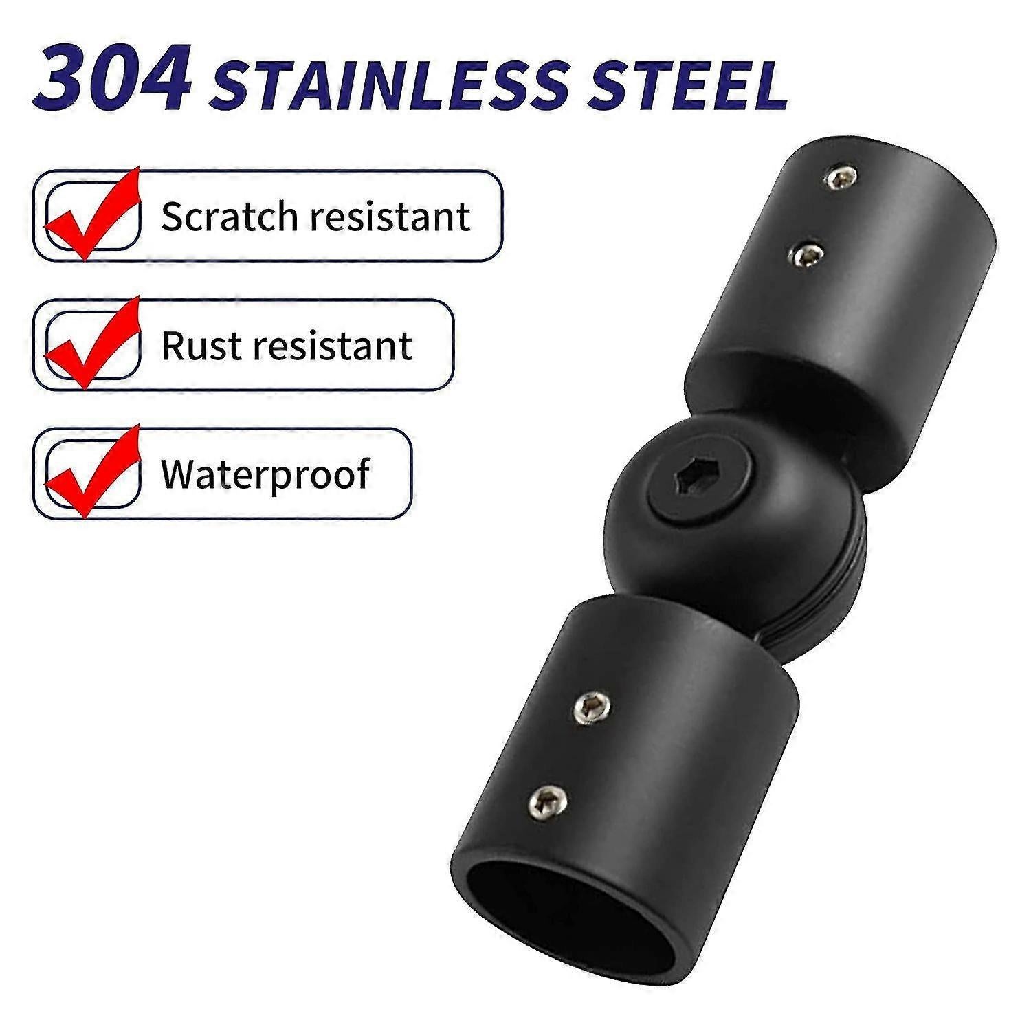 2pcs Curtain Rod Connectors, Adjustable Black for 1