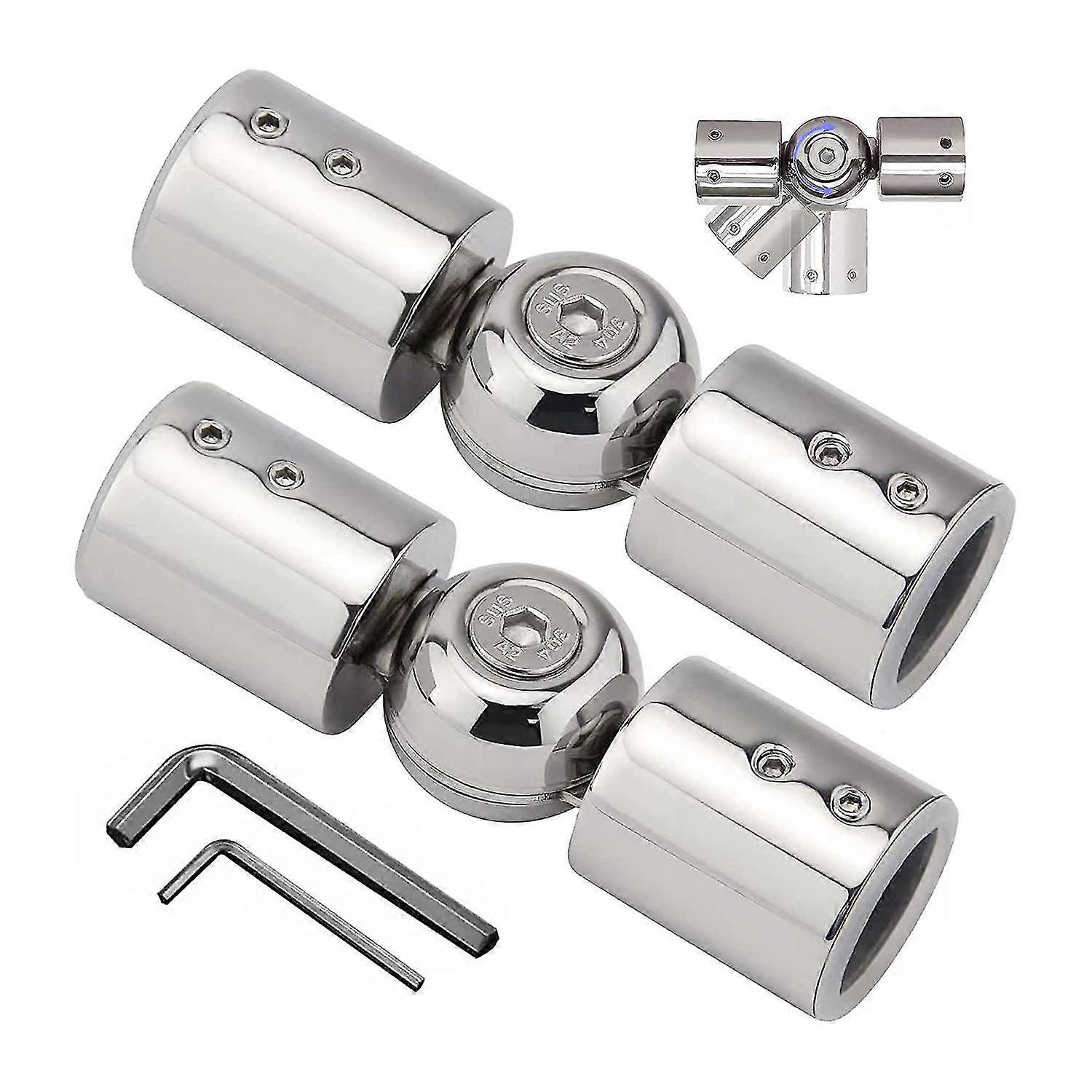 2pcs Curtain Rod Connectors, Adjustable Silver for 1