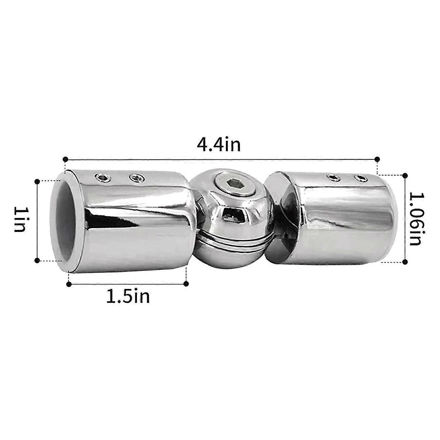2pcs Curtain Rod Connectors, Adjustable Silver for 1