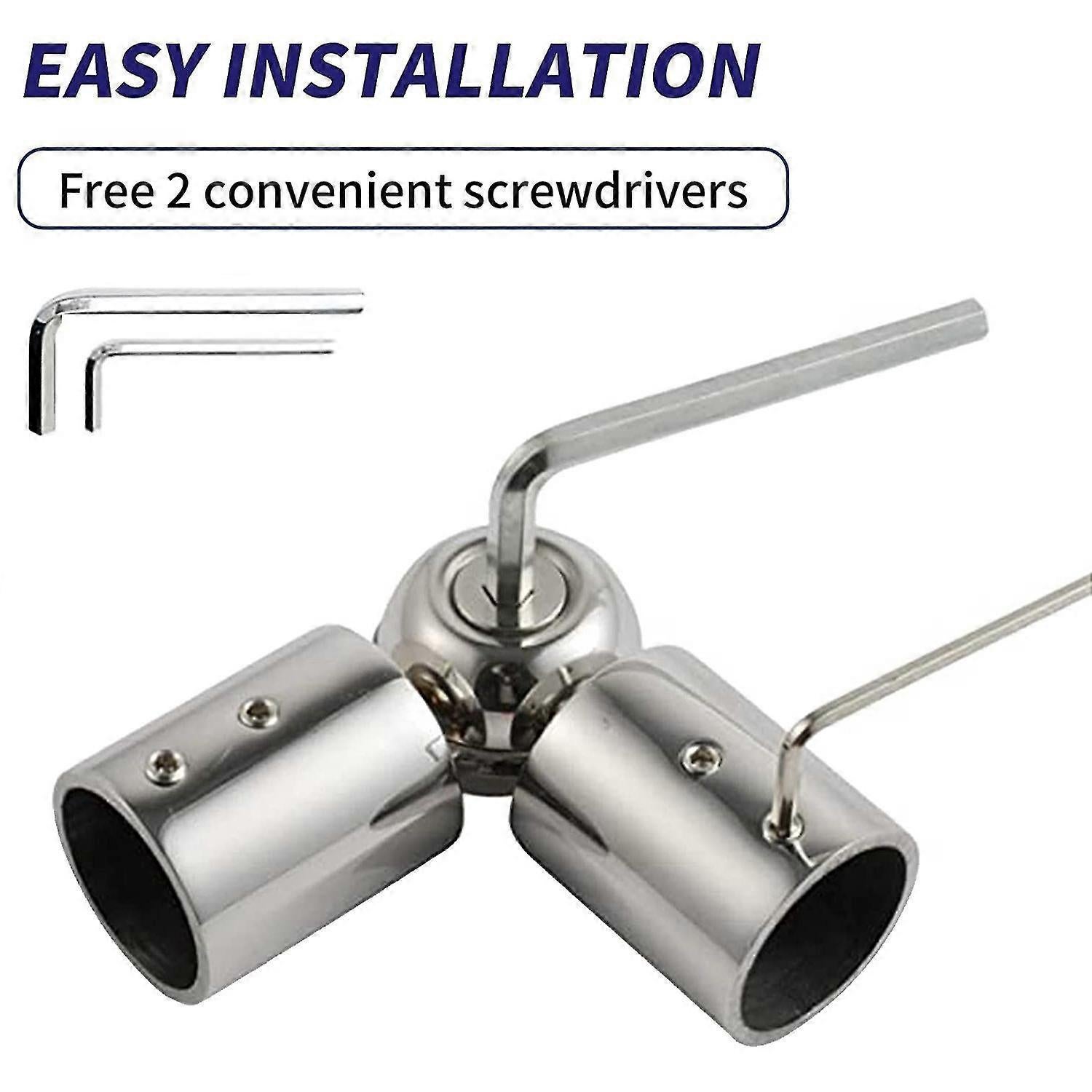 2pcs Curtain Rod Connectors, Adjustable Silver for 1