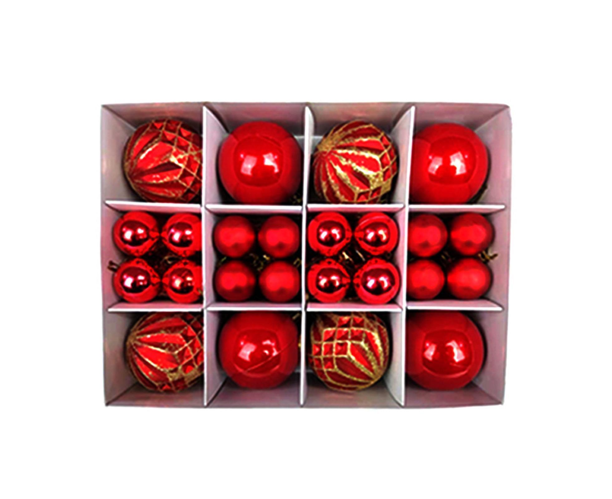 40Pcs 3/6cm Xmas Tree Ball Pendant-Red - Image 1