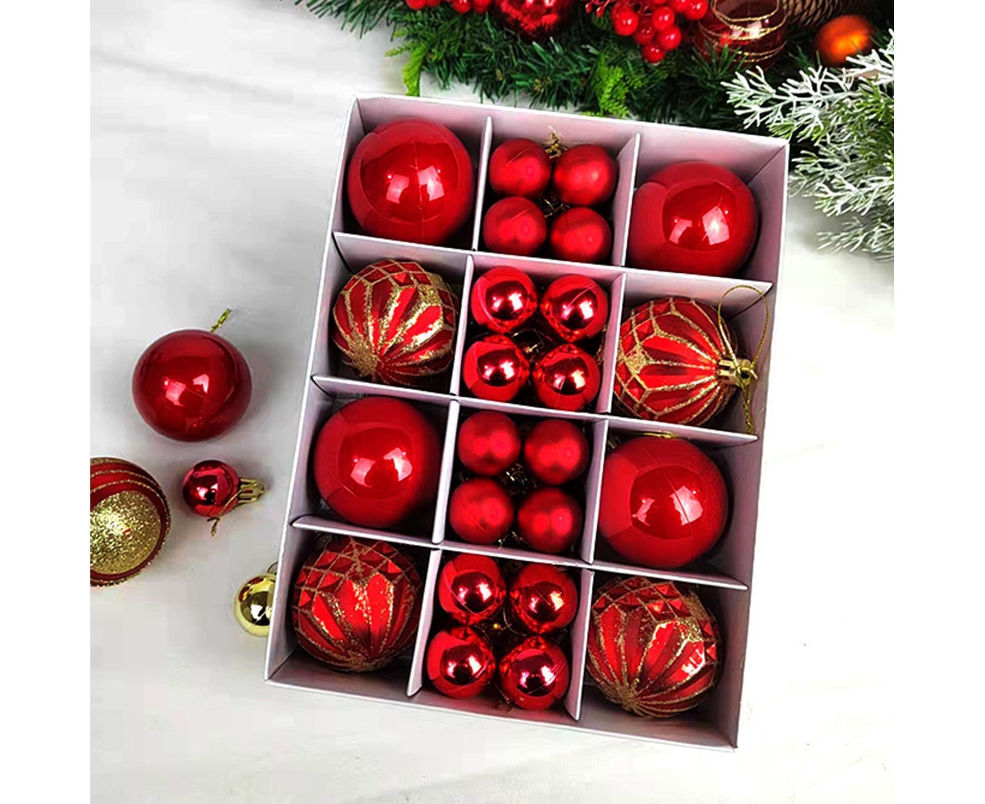 40Pcs 3/6cm Xmas Tree Ball Pendant-Red - Image 2