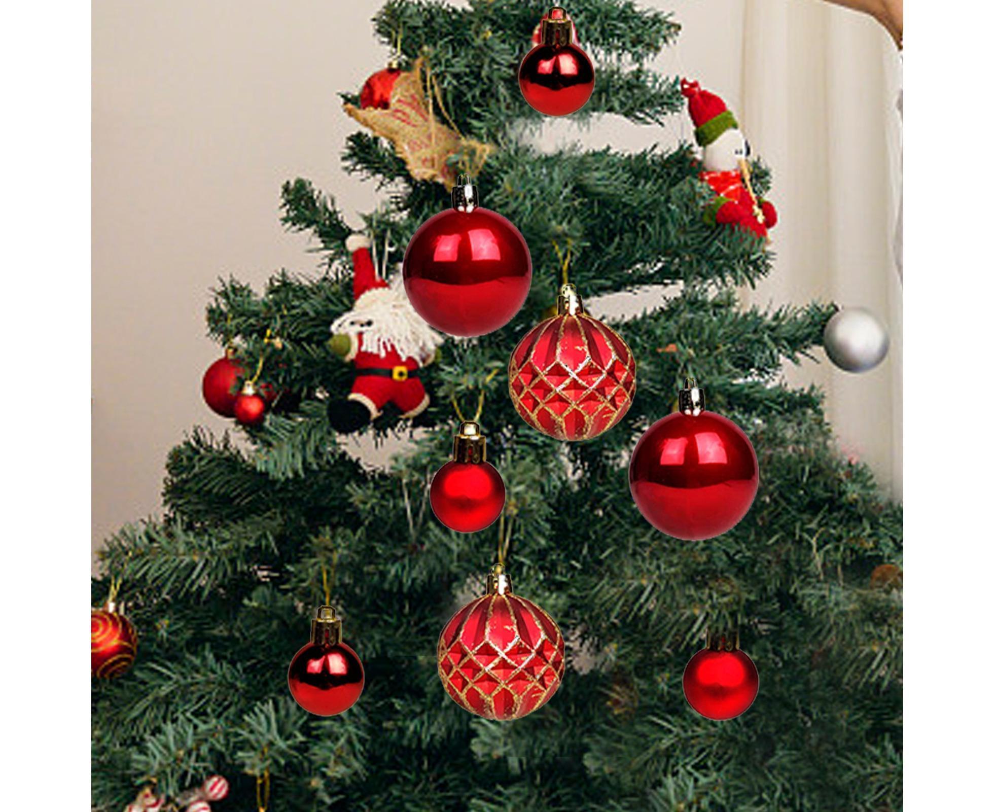 40Pcs 3/6cm Xmas Tree Ball Pendant-Red - Image 3