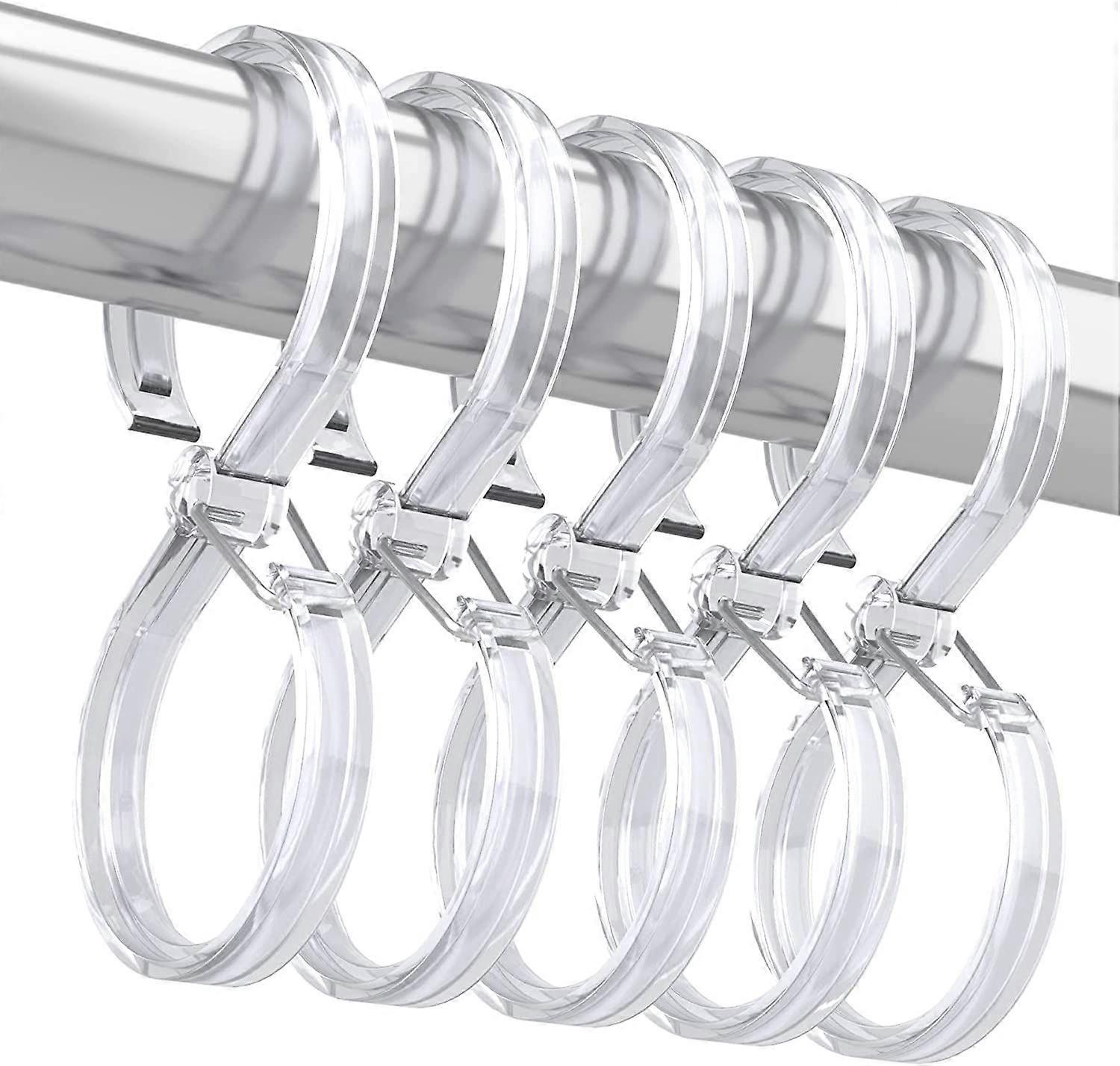 12pcs Plastic Shower Curtain Hooks Rings Rust-Proof S Hooks for Curtains & Clothes - Image 1