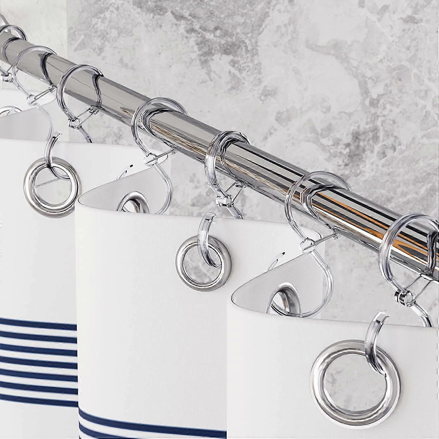 12pcs Plastic Shower Curtain Hooks Rings Rust-Proof S Hooks for Curtains & Clothes - Image 2