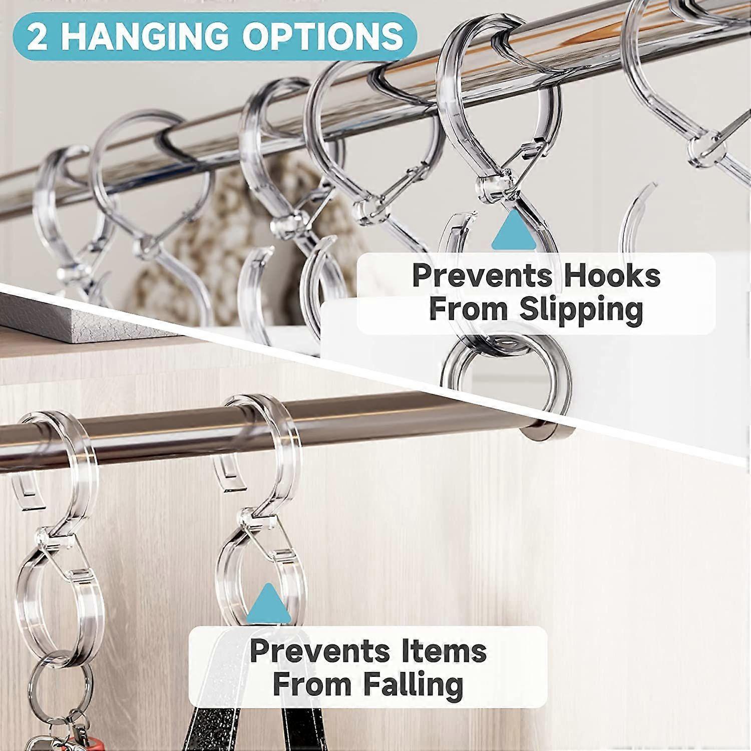 12pcs Plastic Shower Curtain Hooks Rings Rust-Proof S Hooks for Curtains & Clothes - Image 5