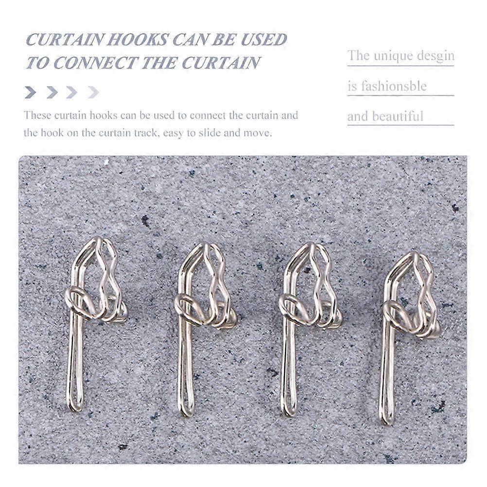 100pcs Metal Shower Curtain Hooks Pin-on Drapes Hooks Silver - Image 2