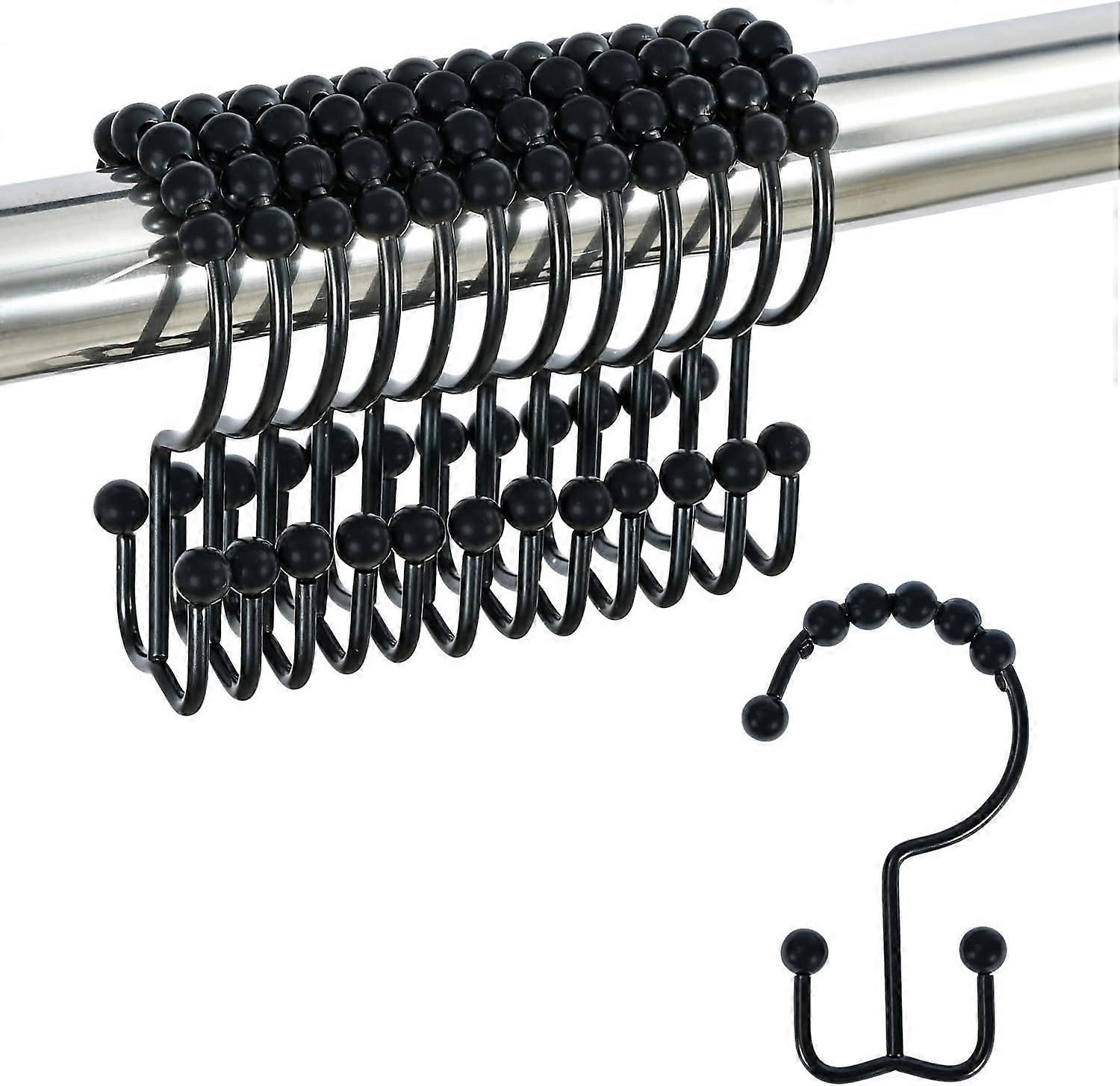 12pcs Double-Sided Metal Shower Curtain Hooks Anti-Rust Sliding Hooks - Image 1