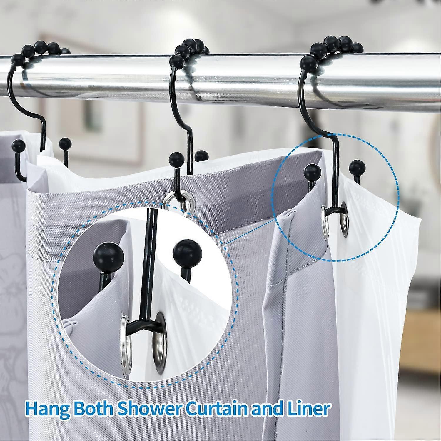 12pcs Double-Sided Metal Shower Curtain Hooks Anti-Rust Sliding Hooks - Image 2