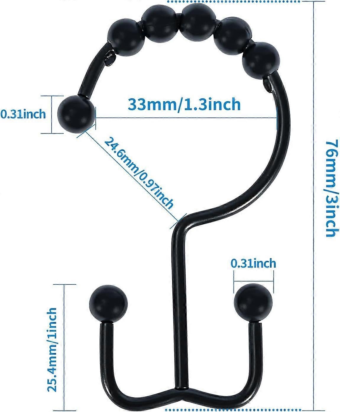 12pcs Double-Sided Metal Shower Curtain Hooks Anti-Rust Sliding Hooks - Image 3