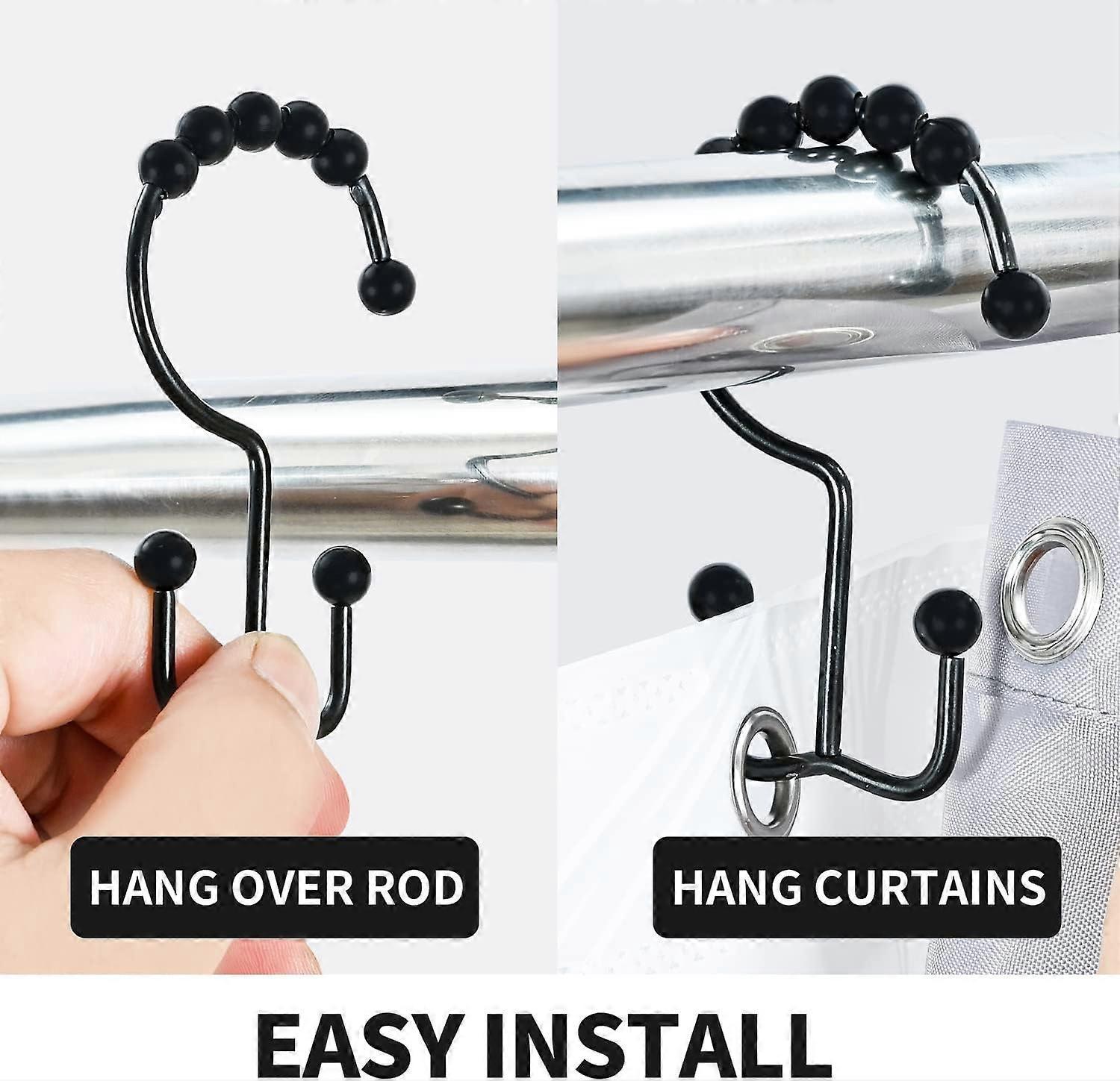 12pcs Double-Sided Metal Shower Curtain Hooks Anti-Rust Sliding Hooks - Image 4