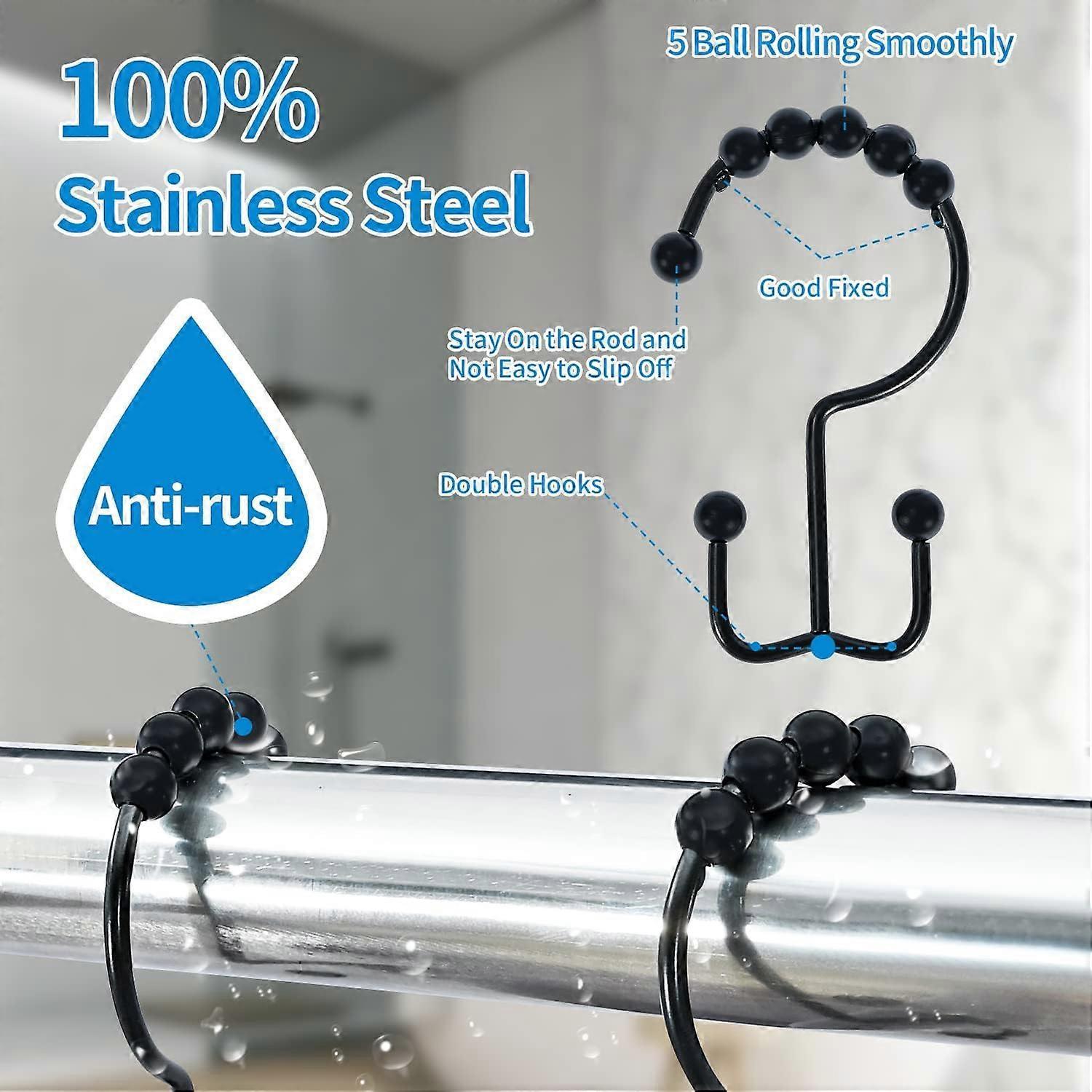 12pcs Double-Sided Metal Shower Curtain Hooks Anti-Rust Sliding Hooks - Image 5