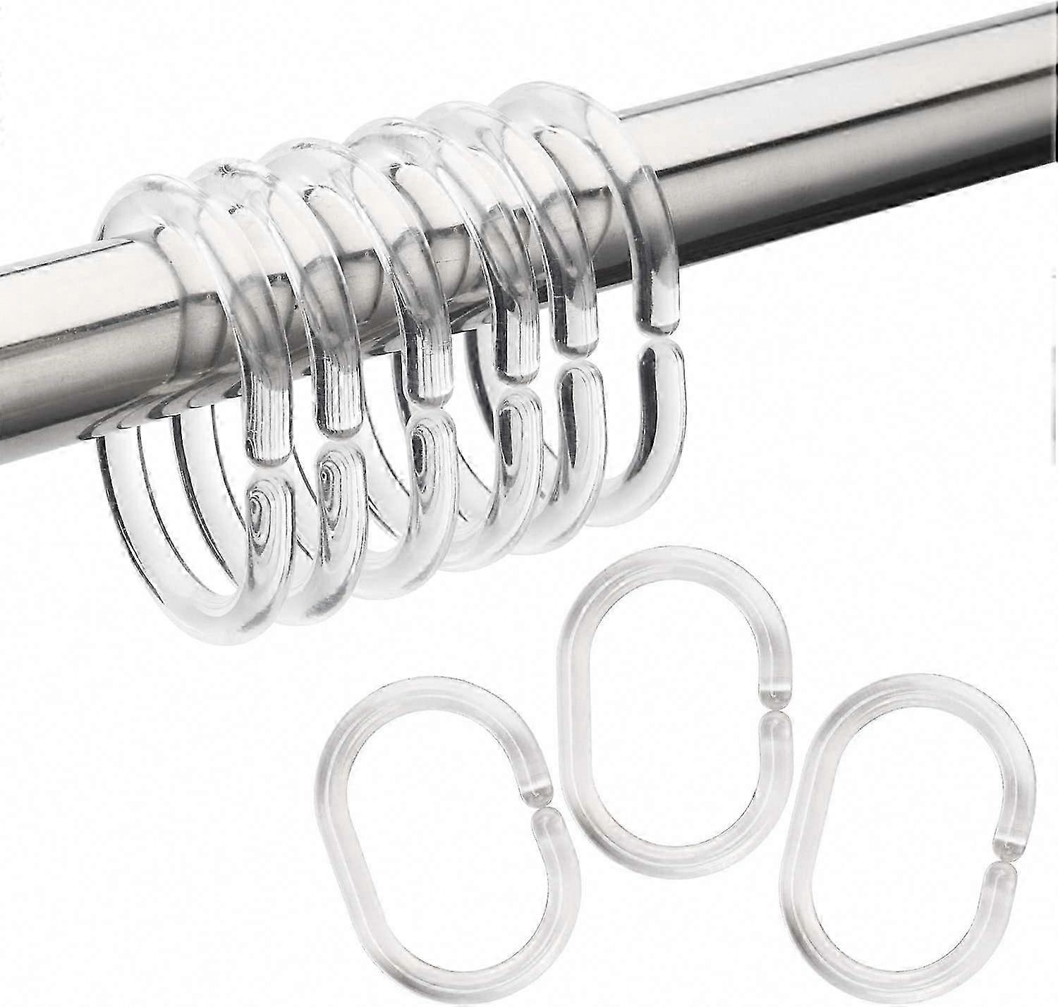 24pcs Plastic Shower Curtain Hooks Rings Bathroom Curtain Hooks - Image 1
