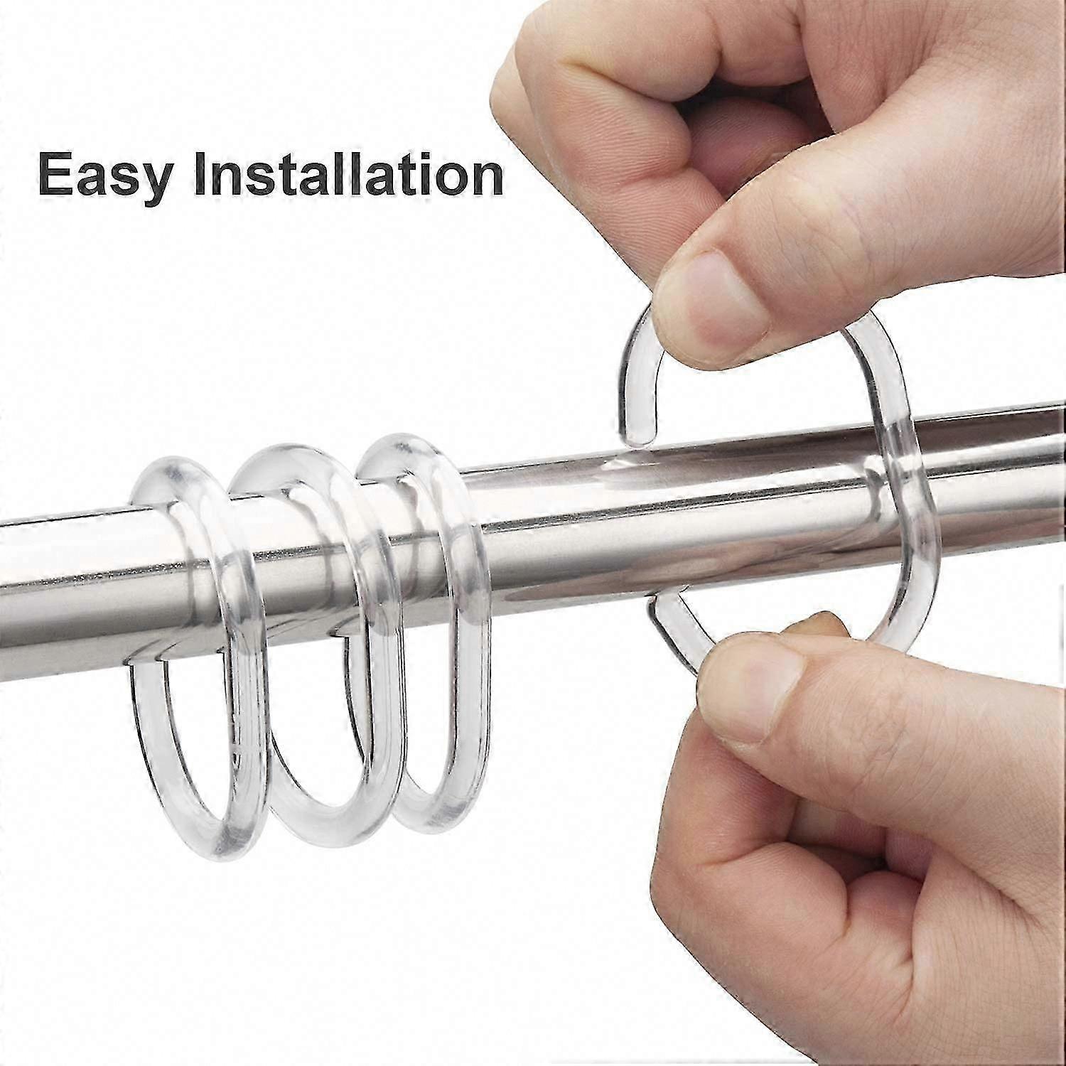24pcs Plastic Shower Curtain Hooks Rings Bathroom Curtain Hooks - Image 3