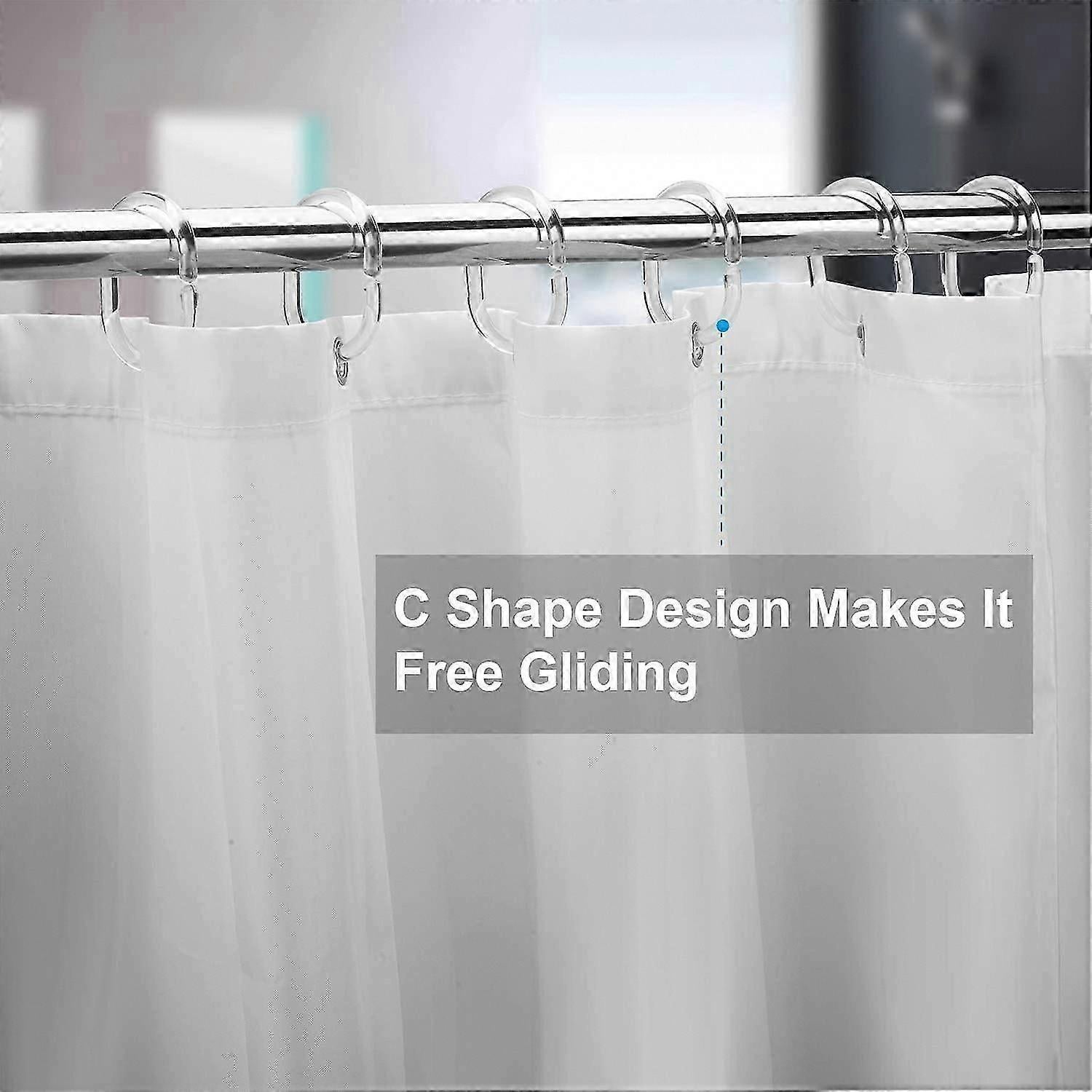 24pcs Plastic Shower Curtain Hooks Rings Bathroom Curtain Hooks - Image 5