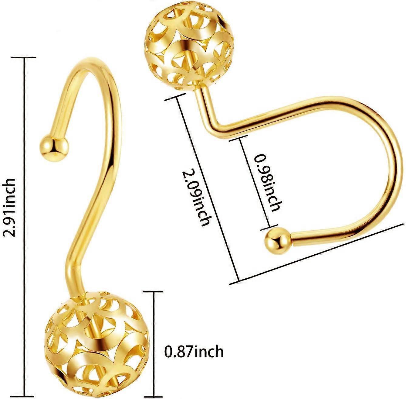 12pcs Gold Shower Curtain Hooks Rings Set Bathroom Curtain Hooks - Image 5