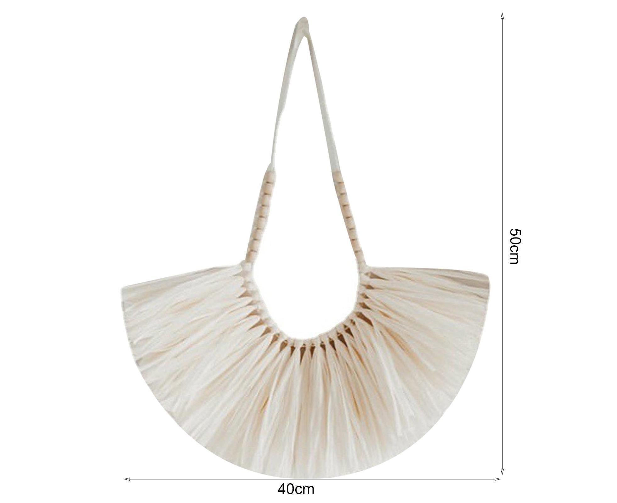 Vintage Handwoven Wall Hanging Wood Beads Elegant Straw Hanging Pendants for Office-Beige - Image 3