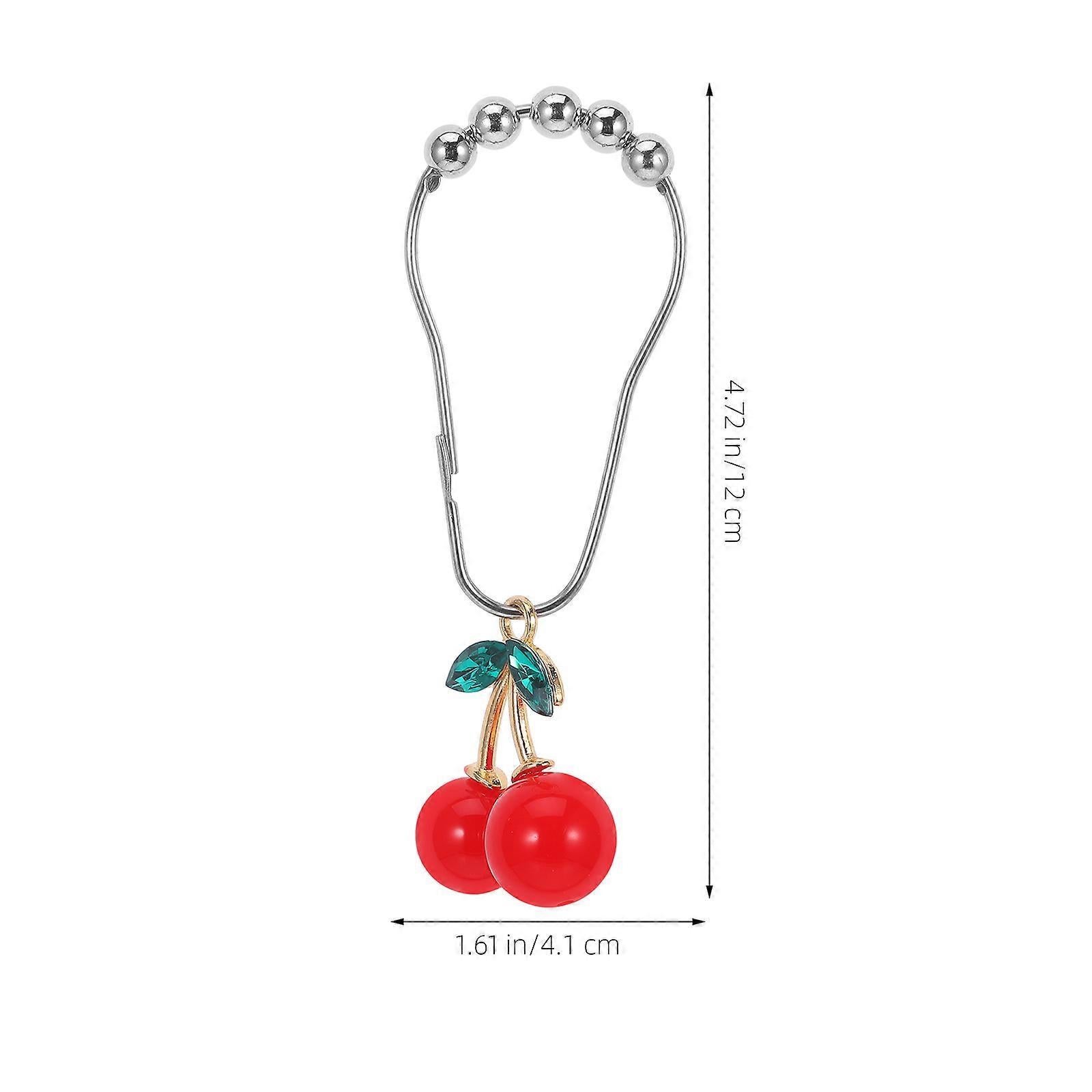 12pcs Cherry Design Shower Curtain Hooks Rings Decorative Curtain Hanger Hooks - Image 2