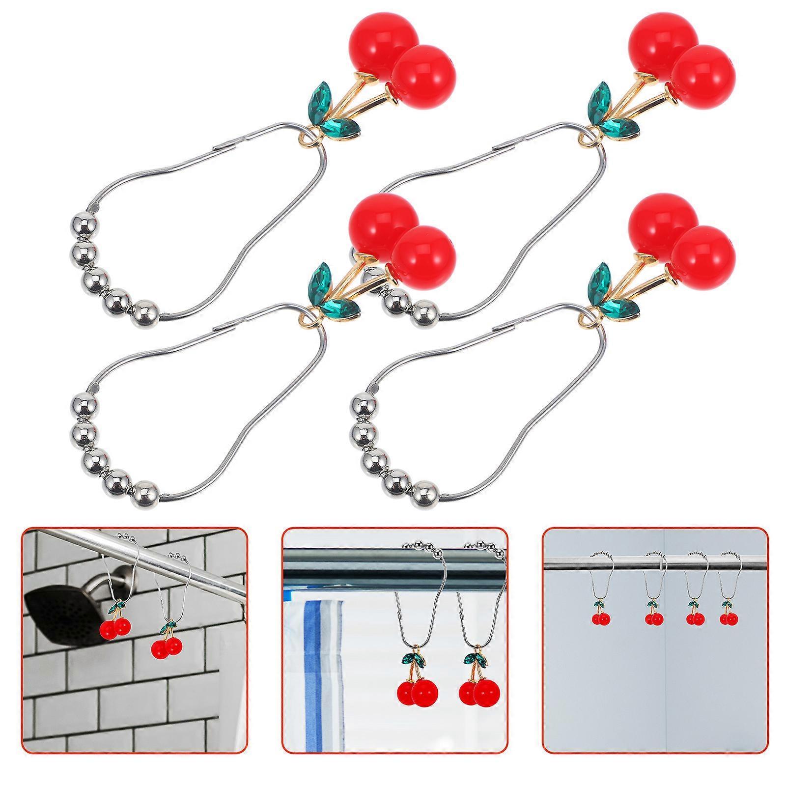 12pcs Cherry Design Shower Curtain Hooks Rings Decorative Curtain Hanger Hooks - Image 3