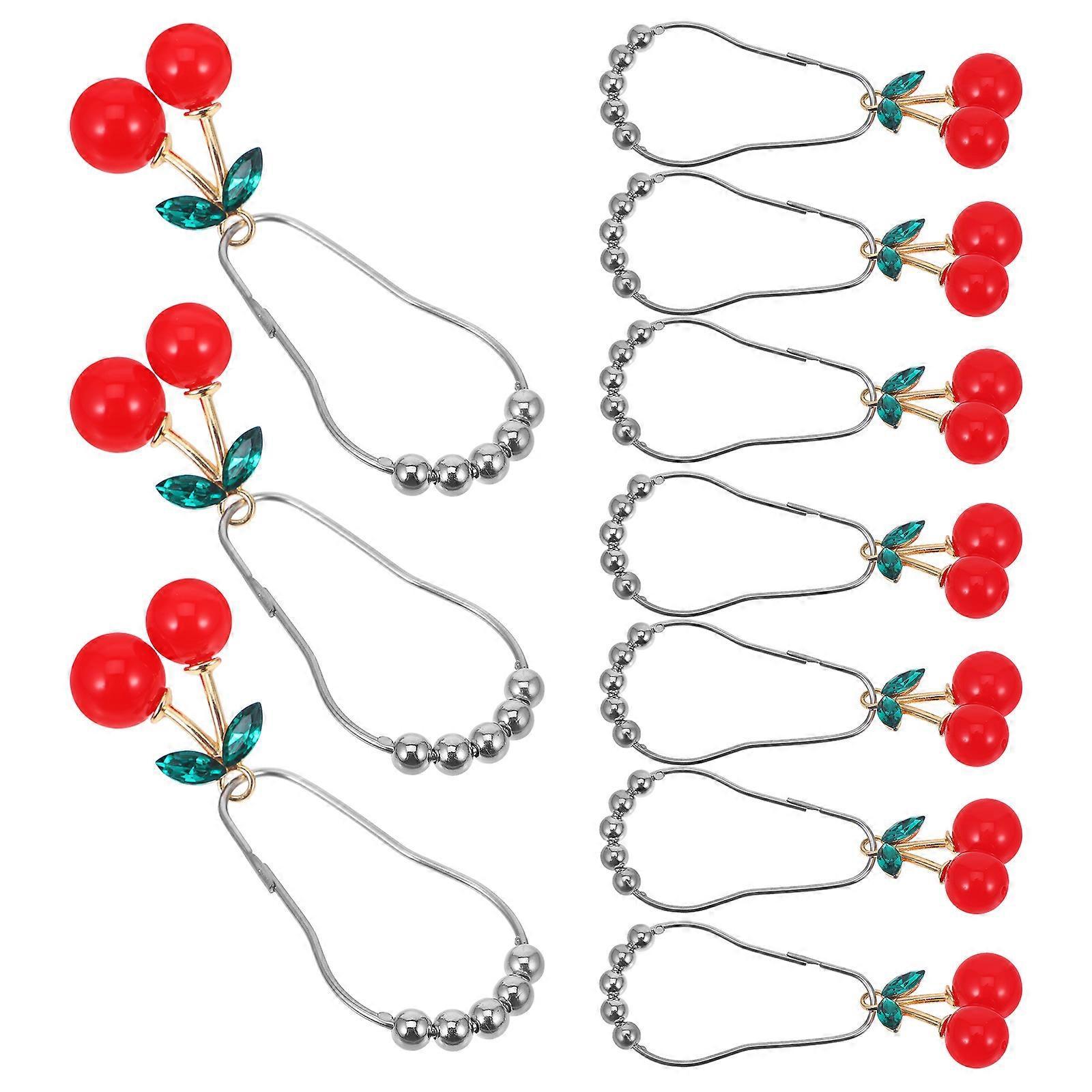 12pcs Cherry Design Shower Curtain Hooks Rings Decorative Curtain Hanger Hooks - Image 4
