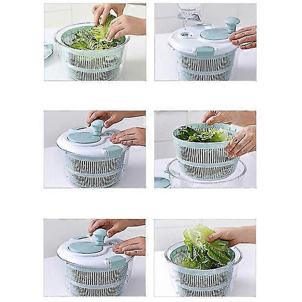 Manual Salad Spinner with Lid Lock and Handle, Easy Use Kitchen Bowl - Image 2