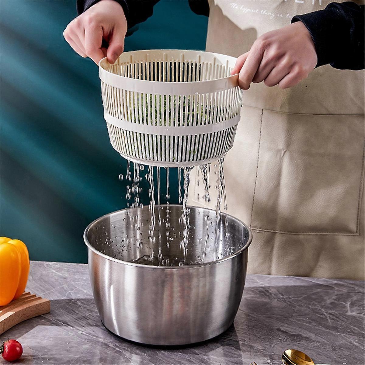 Salad Spinner Fruit and Vegetable Dryer with Milky Liner - Image 3
