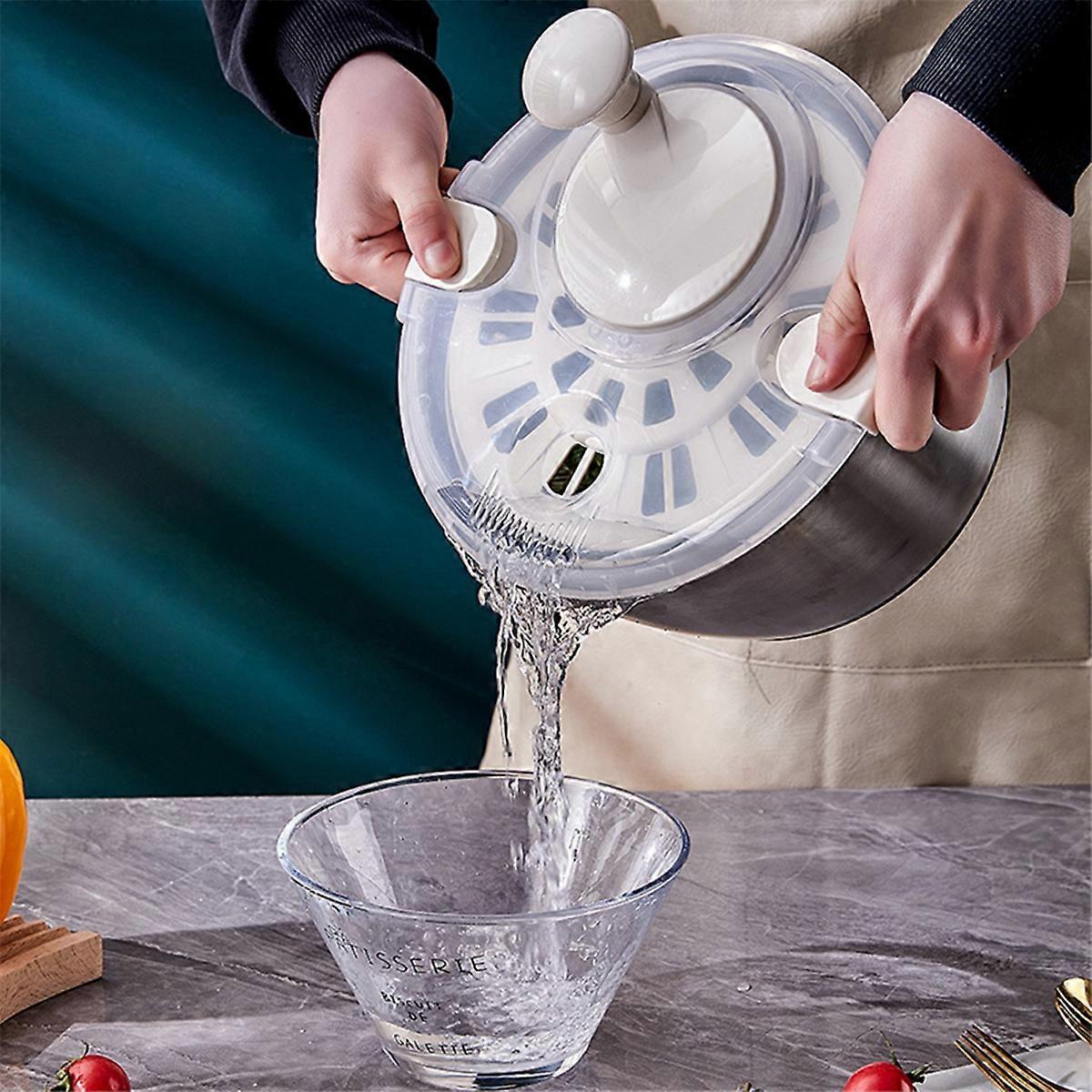 Salad Spinner Fruit and Vegetable Dryer with Milky Liner - Image 4