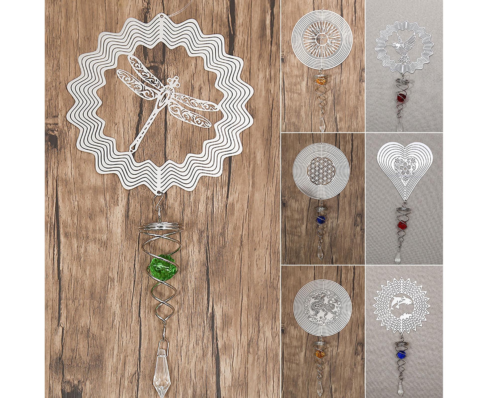 Metal Wind Spinner Rotating Animal Letter Pattern Hanging Pendant Home Ornament-#6 - Image 2