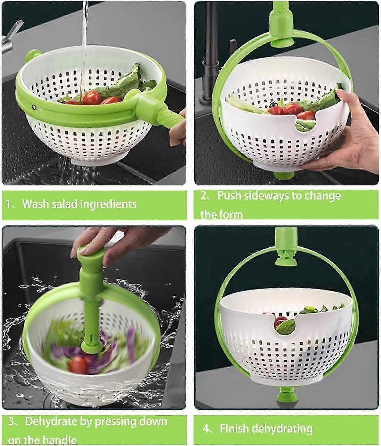 Collapsible Salad Spinner, 3 Quart Large Capacity Dryer - Image 2