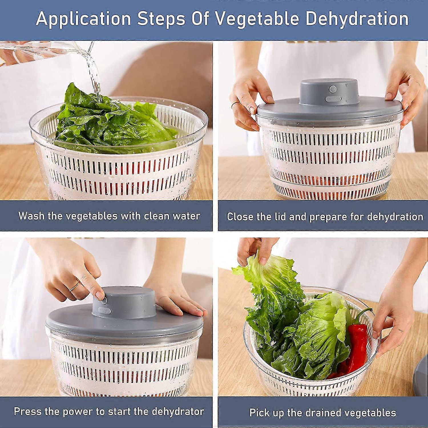 Automatic Electric Salad Spinner, Rechargeable Quick Lettuce Dryer - Image 2