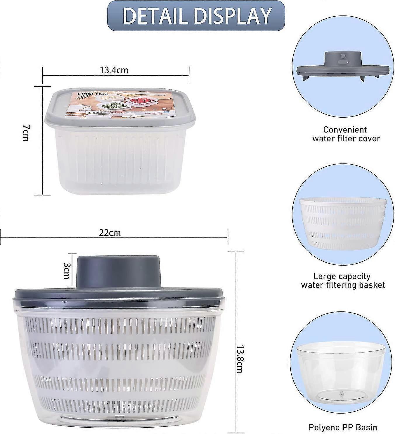 Automatic Electric Salad Spinner, Rechargeable Quick Lettuce Dryer - Image 4