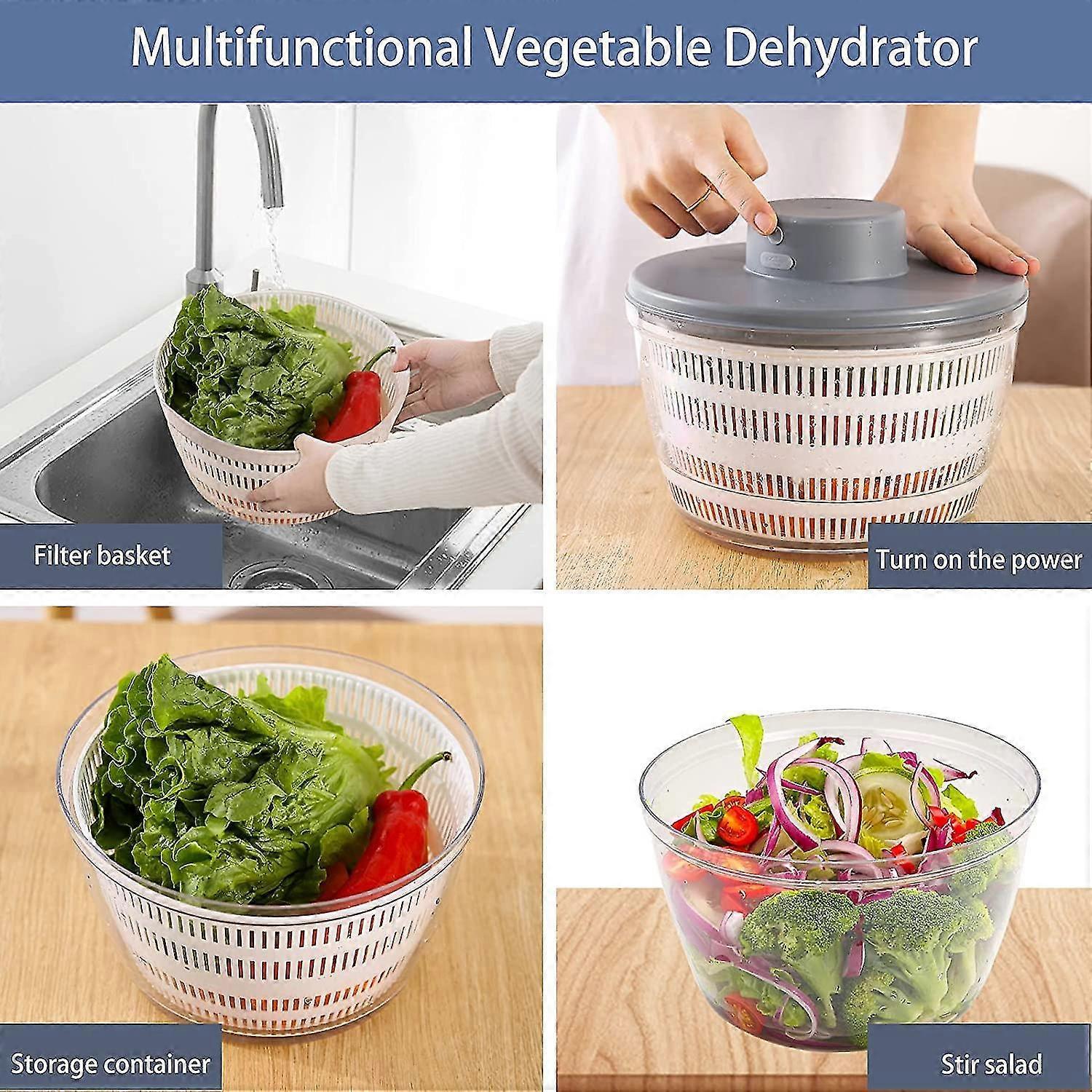 Automatic Electric Salad Spinner, Rechargeable Quick Lettuce Dryer - Image 5