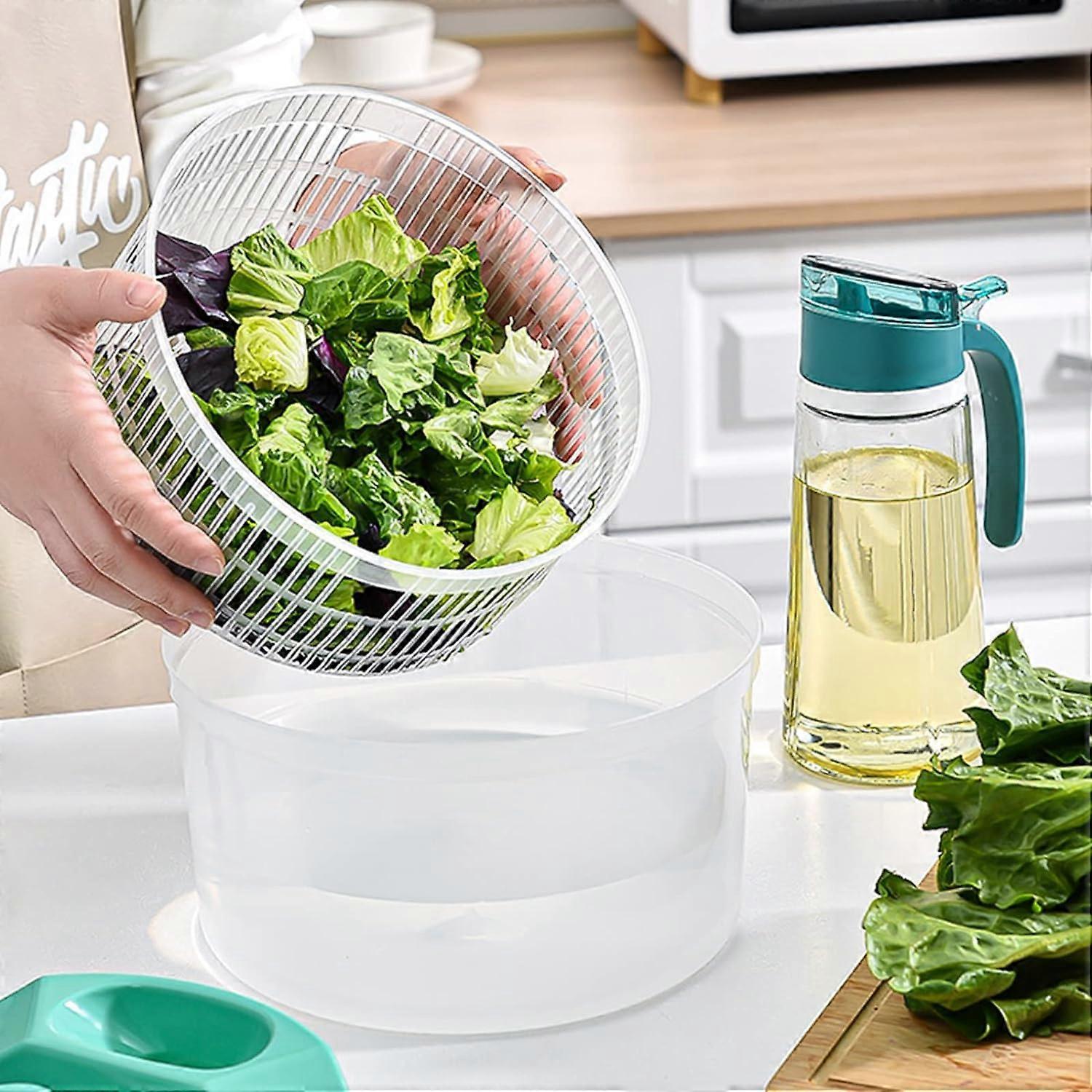 3L Salad Spinner with Crank Handle, Bowl and Strainer for Vegetables - Image 3