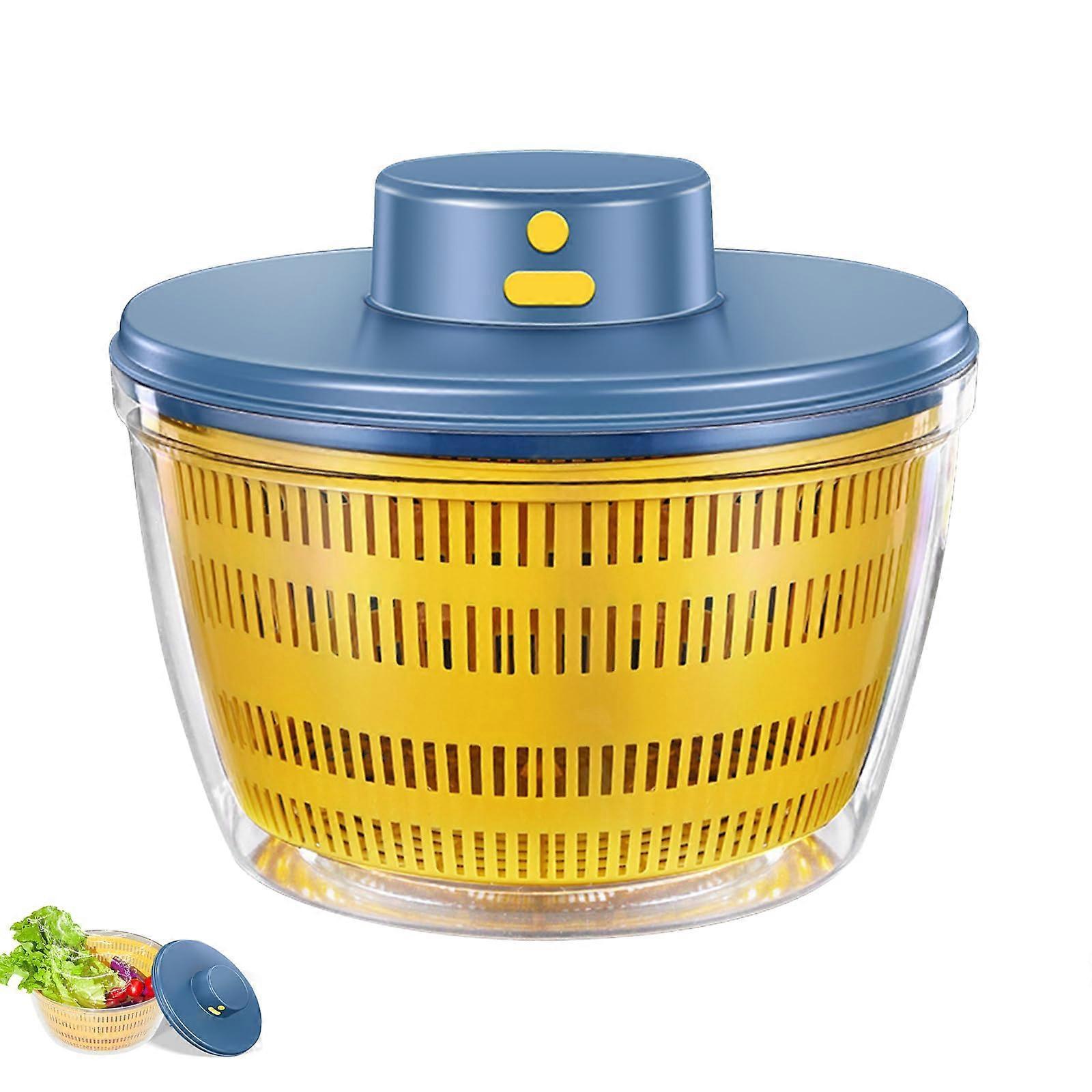 Large Electric Salad Spinner, Yellow Multi-Use Lettuce Dryer Easy Clean - Image 1