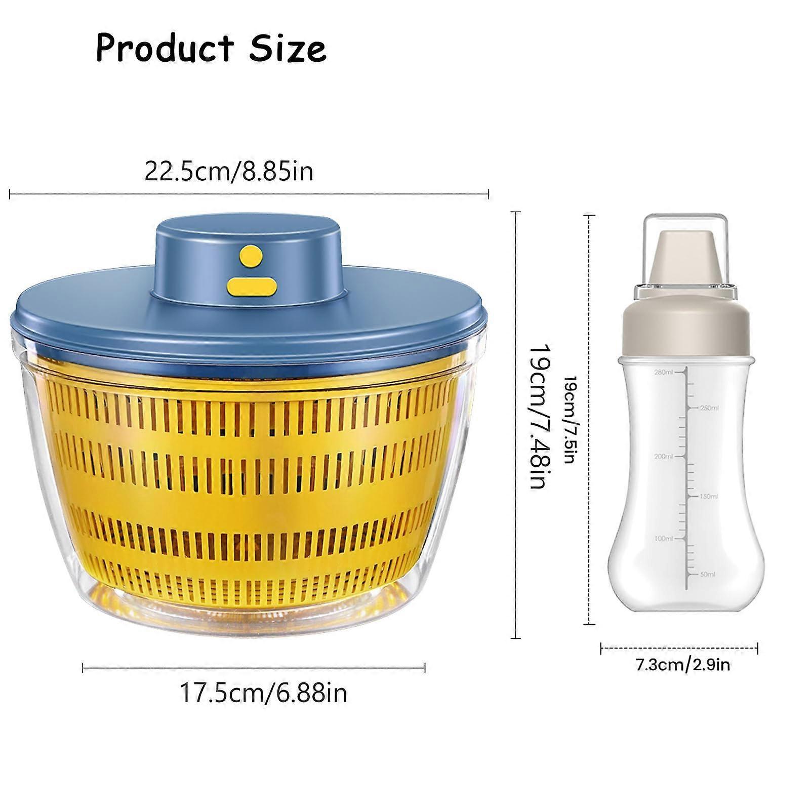 Large Electric Salad Spinner, Yellow Multi-Use Lettuce Dryer Easy Clean - Image 2