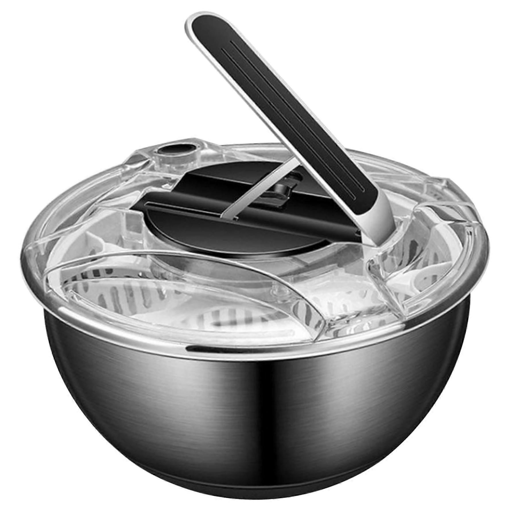3.5L Stainless Steel Salad Spinner, Double-Layer Press Fruit Vegetable Dryer - Image 1