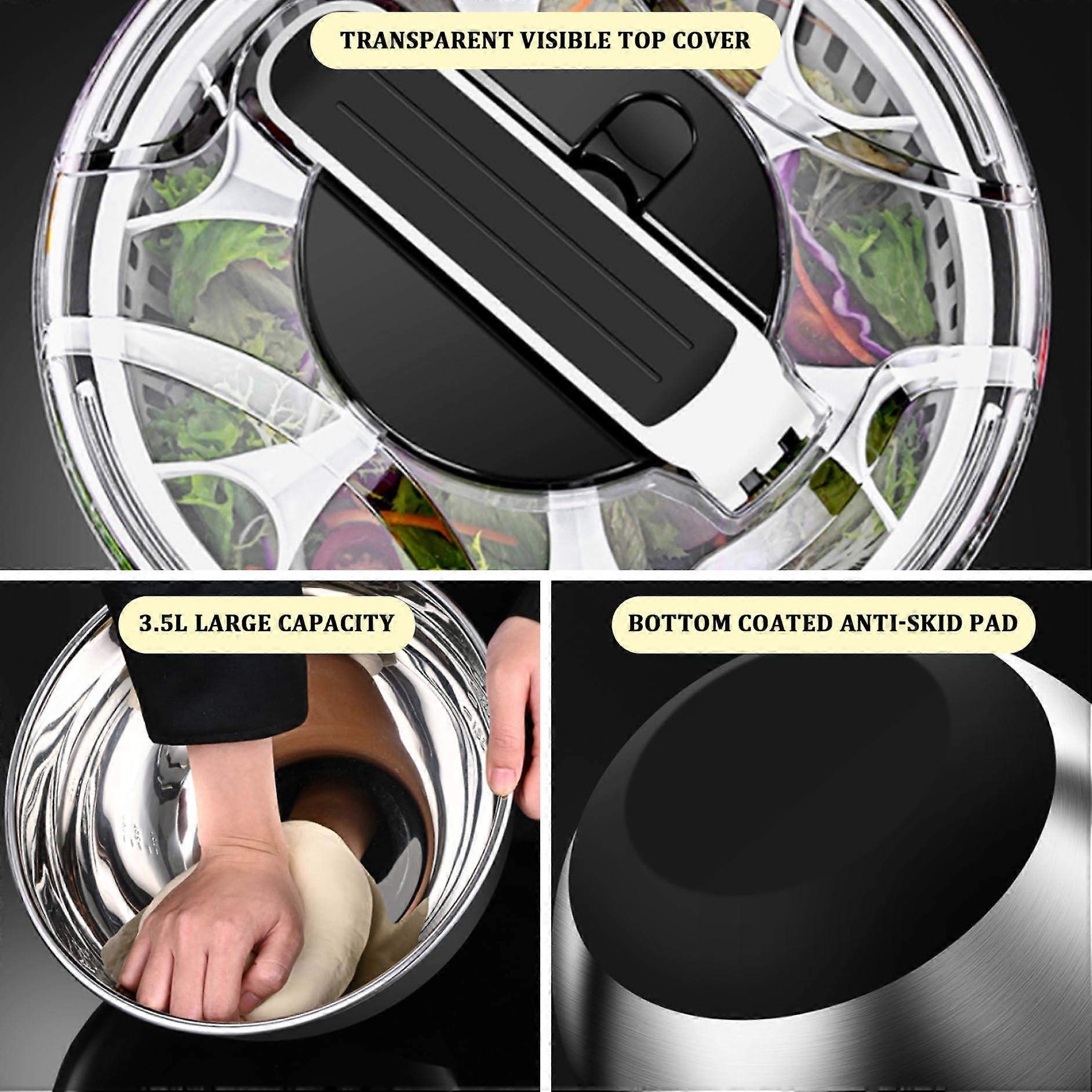 3.5L Stainless Steel Salad Spinner, Double-Layer Press Fruit Vegetable Dryer - Image 5